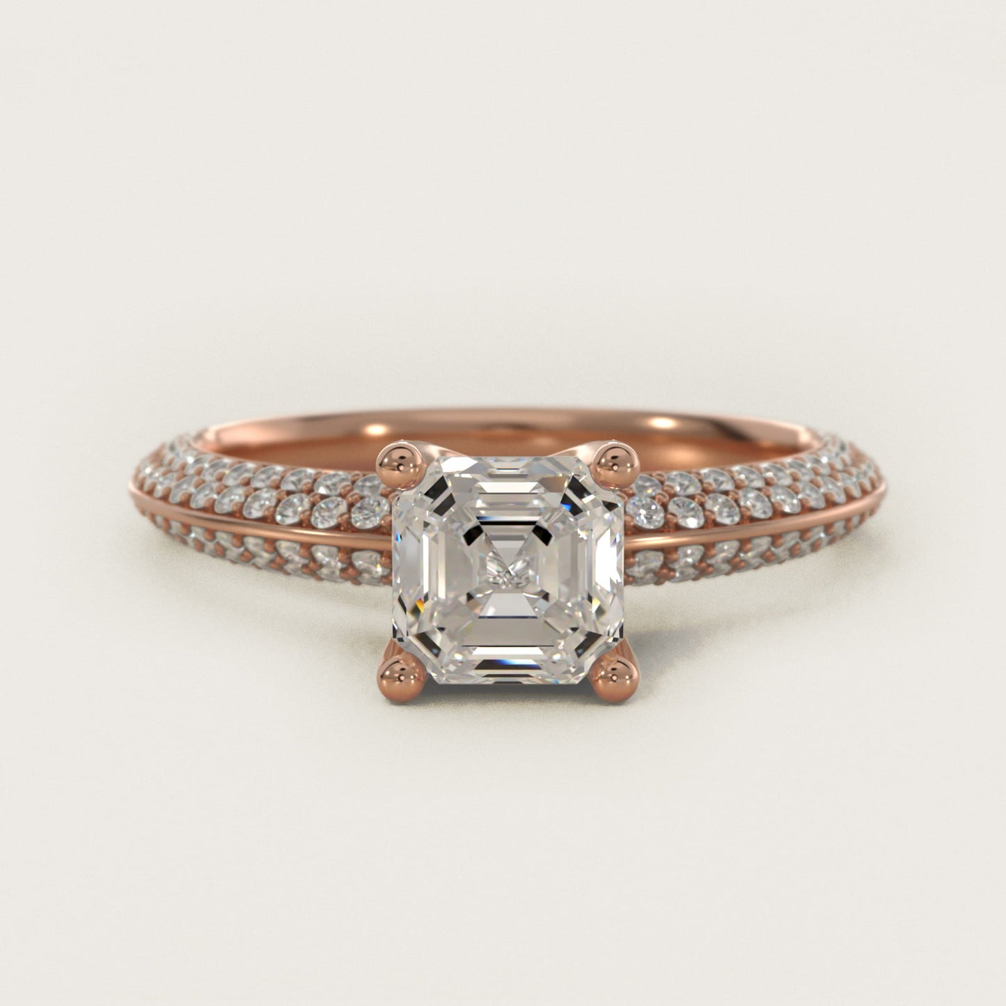 The Gallery Collection™ Knife Edge MicropavŽ Diamond Engagement Ring in 18k Rose Gold (3/8 ct. tw.) - Asscher Center