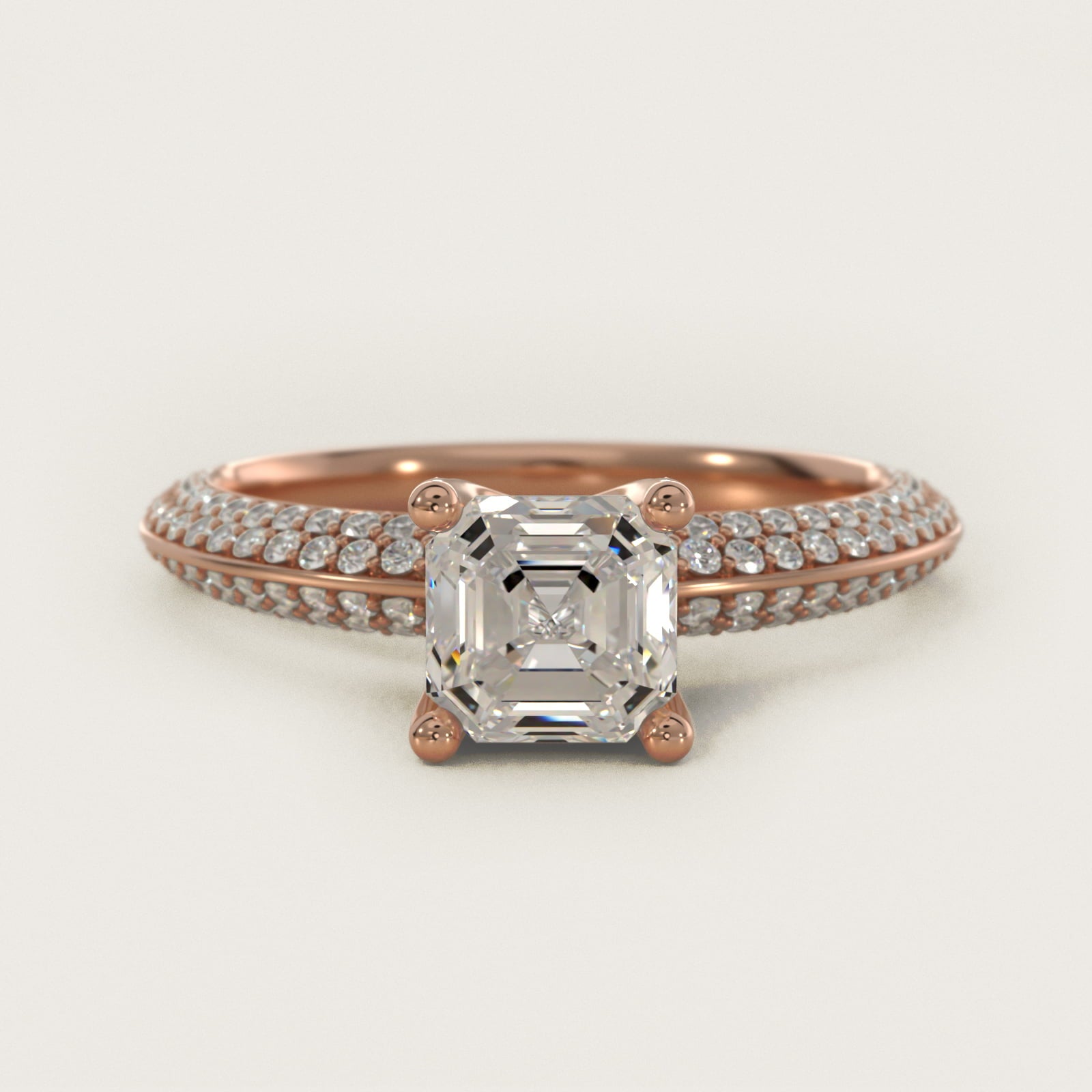 The Gallery Collection™ Knife Edge MicropavŽ Diamond Engagement Ring in 18k Rose Gold (3/8 ct. tw.) - Asscher Center