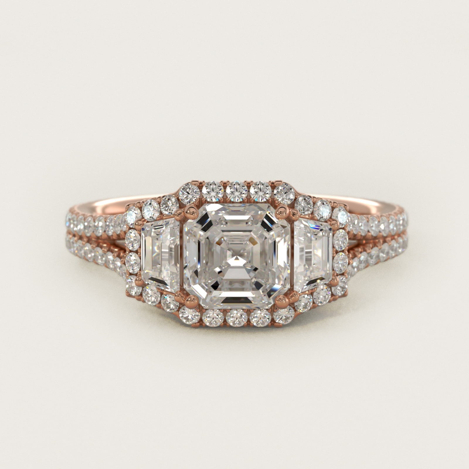 The Gallery Collection? Floating Diamond Engagement Ring in 18k Rose Gold (1/3 ct. tw.) - Asscher Center