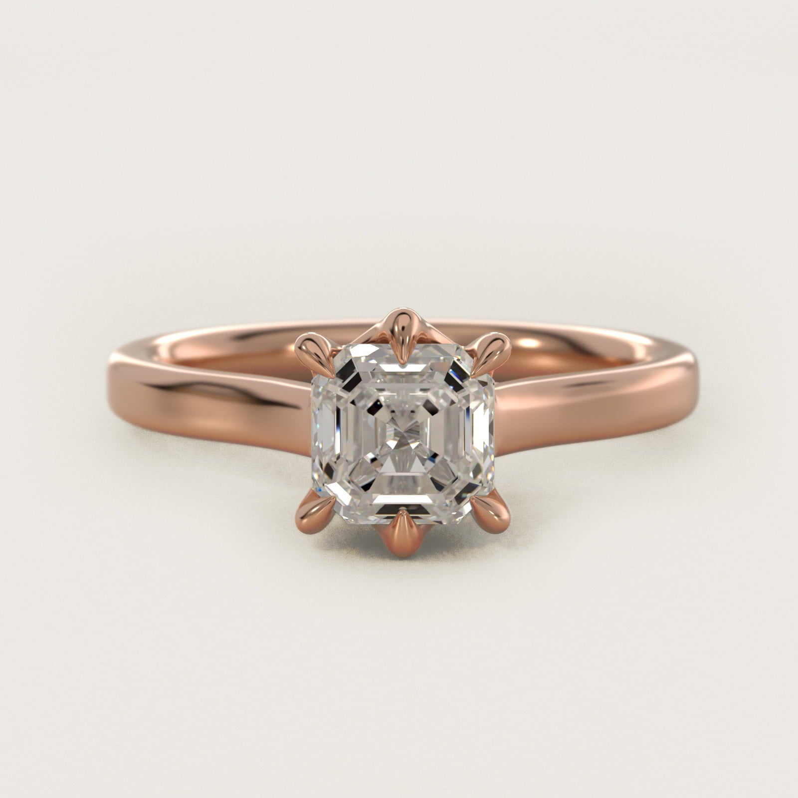 The Gallery Collection Six-Prong Trellis Solitaire Diamond Engagement Ring in 14k Rose Gold - Asscher Center