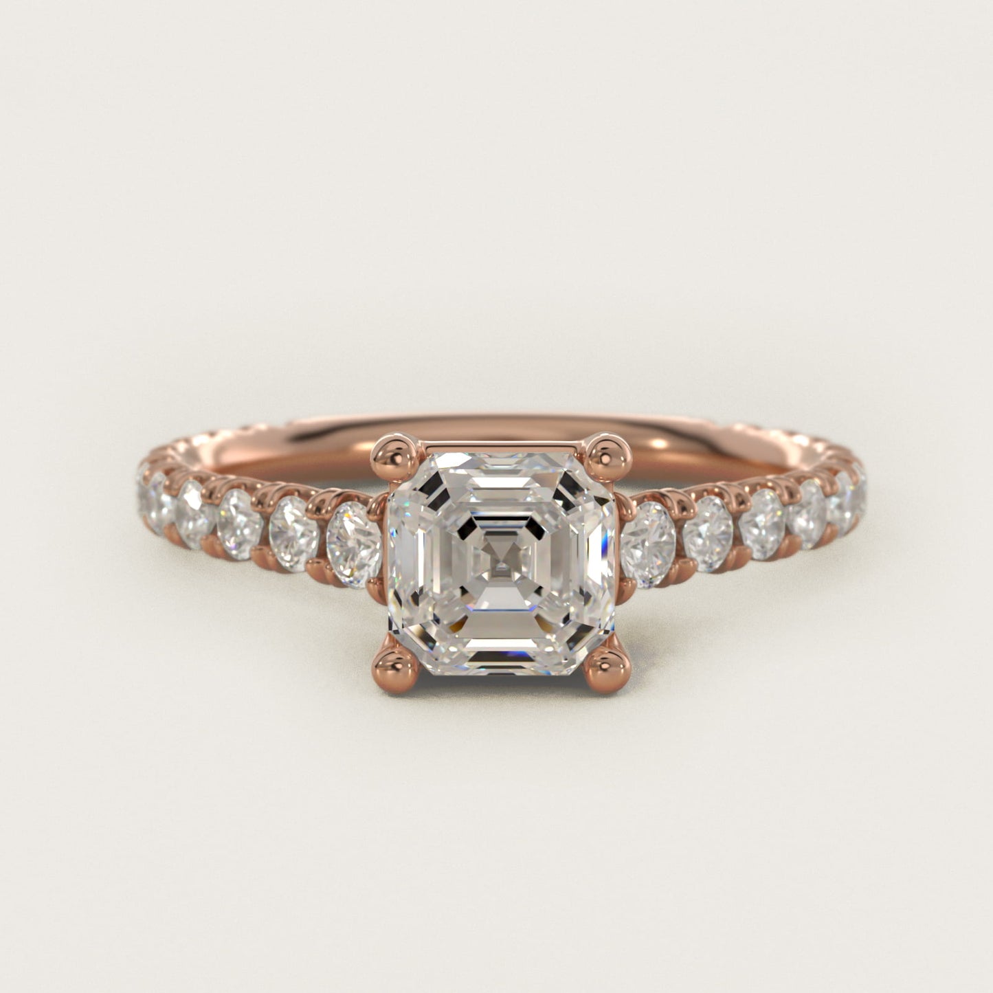 The Gallery Collection™ Cathedral PavŽ Diamond Engagement Ring in 14k Rose Gold (5/8 ct. tw.) - Asscher Center
