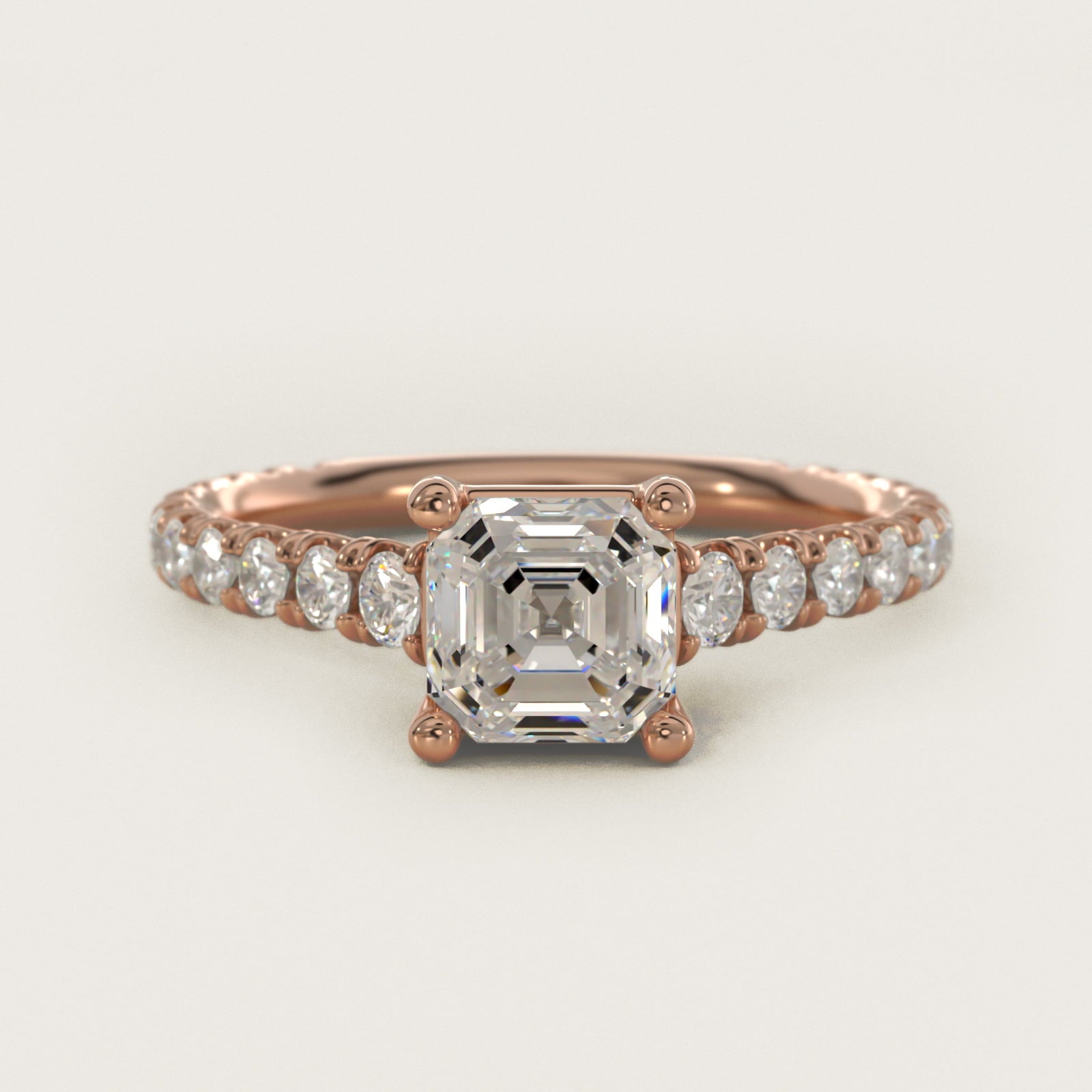 The Gallery Collection™ Cathedral PavŽ Diamond Engagement Ring in 14k Rose Gold (5/8 ct. tw.) - Asscher Center