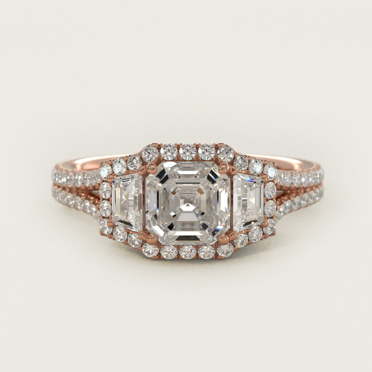 The Gallery Collection? Rolled Micropav? Diamond Engagement Ring in 18k Rose Gold (3/8 ct. tw.) - Asscher Center