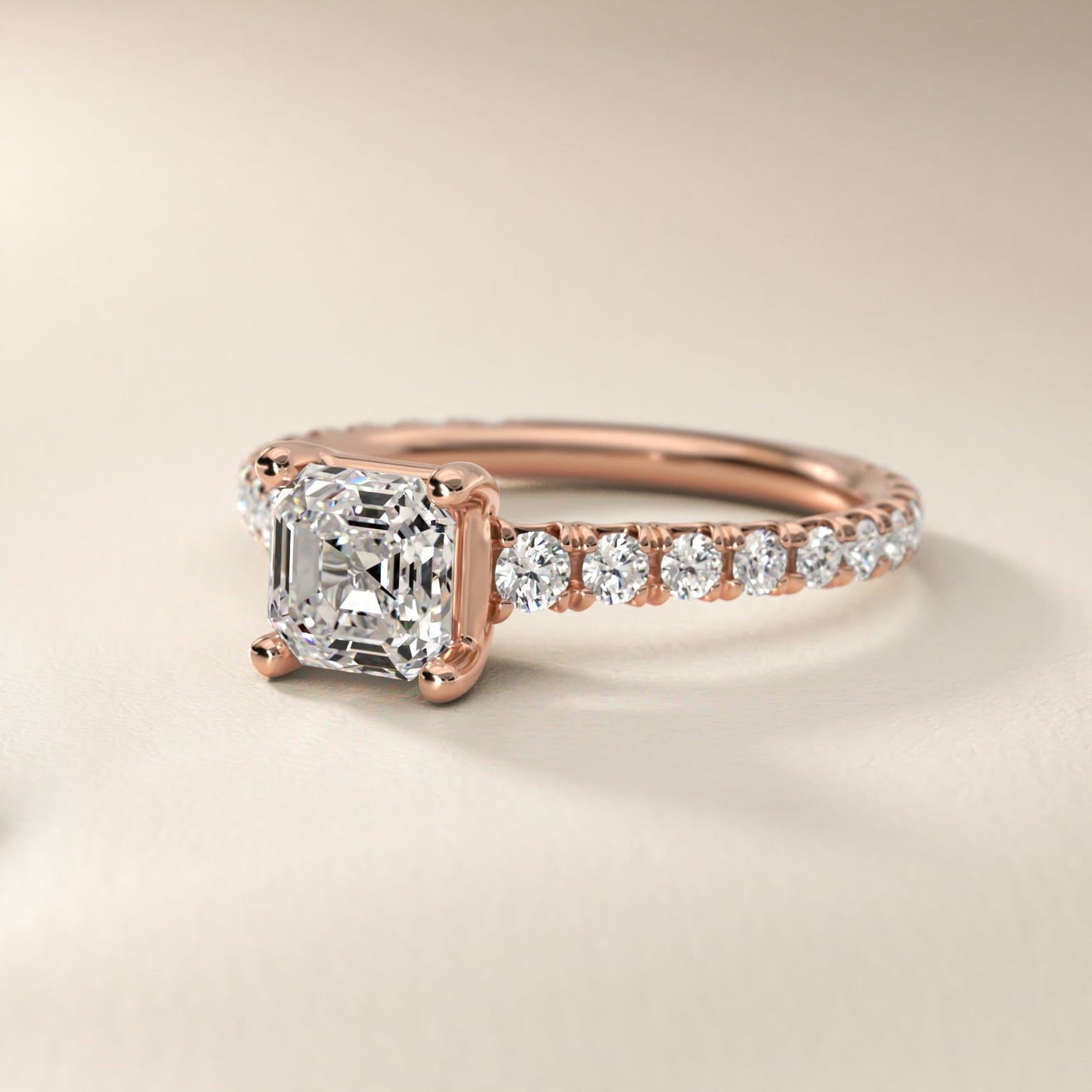 The Gallery Collection™ Cathedral PavŽ Diamond Engagement Ring in 14k Rose Gold (5/8 ct. tw.) - Asscher Center