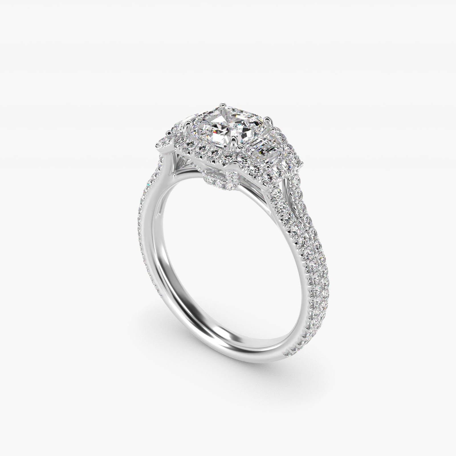 The Gallery Collection? Floating Diamond Engagement Ring in 18k White Gold (1/3 ct. tw.) - Asscher Center