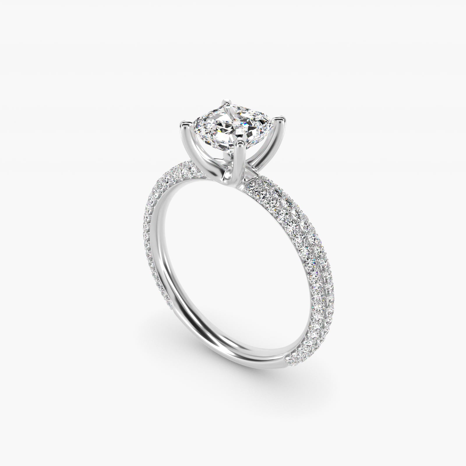 The Gallery Collection™ Rolled MicropavŽ Diamond Engagement Ring in 14k White Gold (3/8 ct. tw.) - Asscher Center