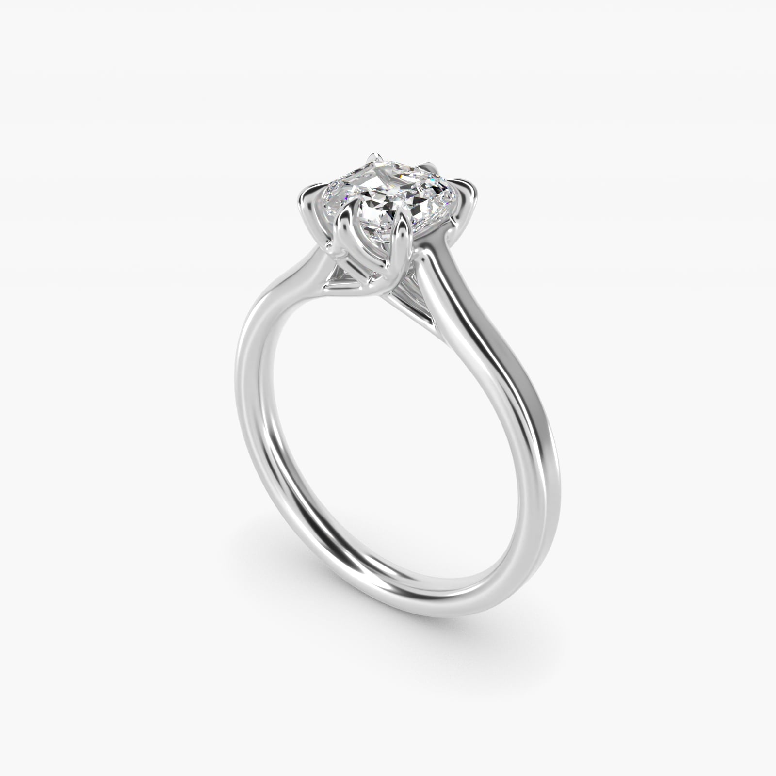 The Gallery Collection Six-Prong Trellis Solitaire Diamond Engagement Ring in 18k White Gold - Asscher Center