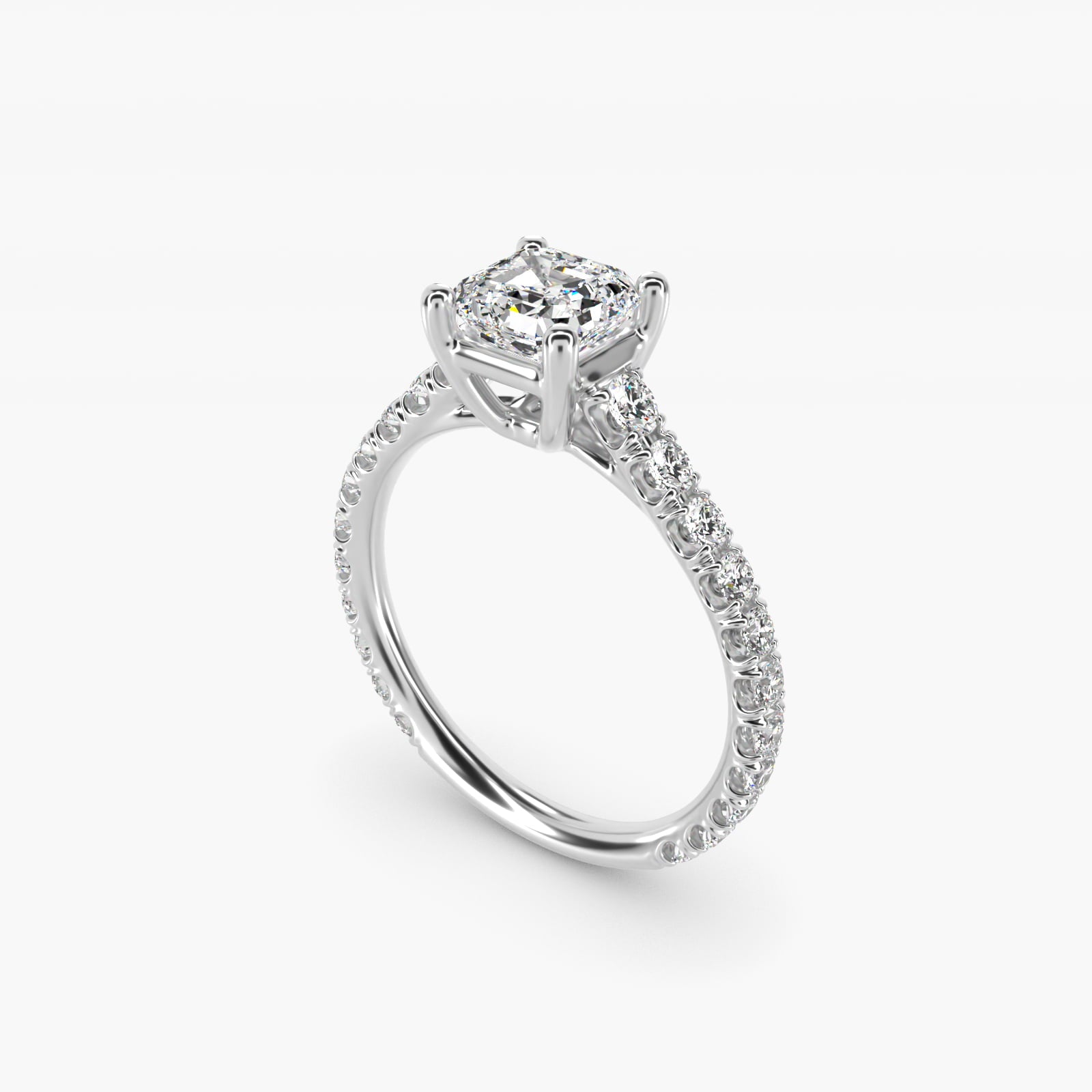 The Gallery Collection™ Cathedral PavŽ Diamond Engagement Ring in 14k White Gold (5/8 ct. tw.) - Asscher Center