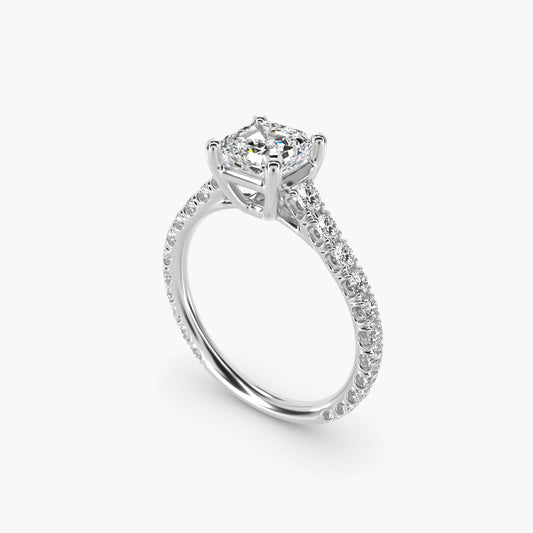 The Gallery Collection™ Cathedral PavŽ Diamond Engagement Ring in 14k White Gold (5/8 ct. tw.) - Asscher Center