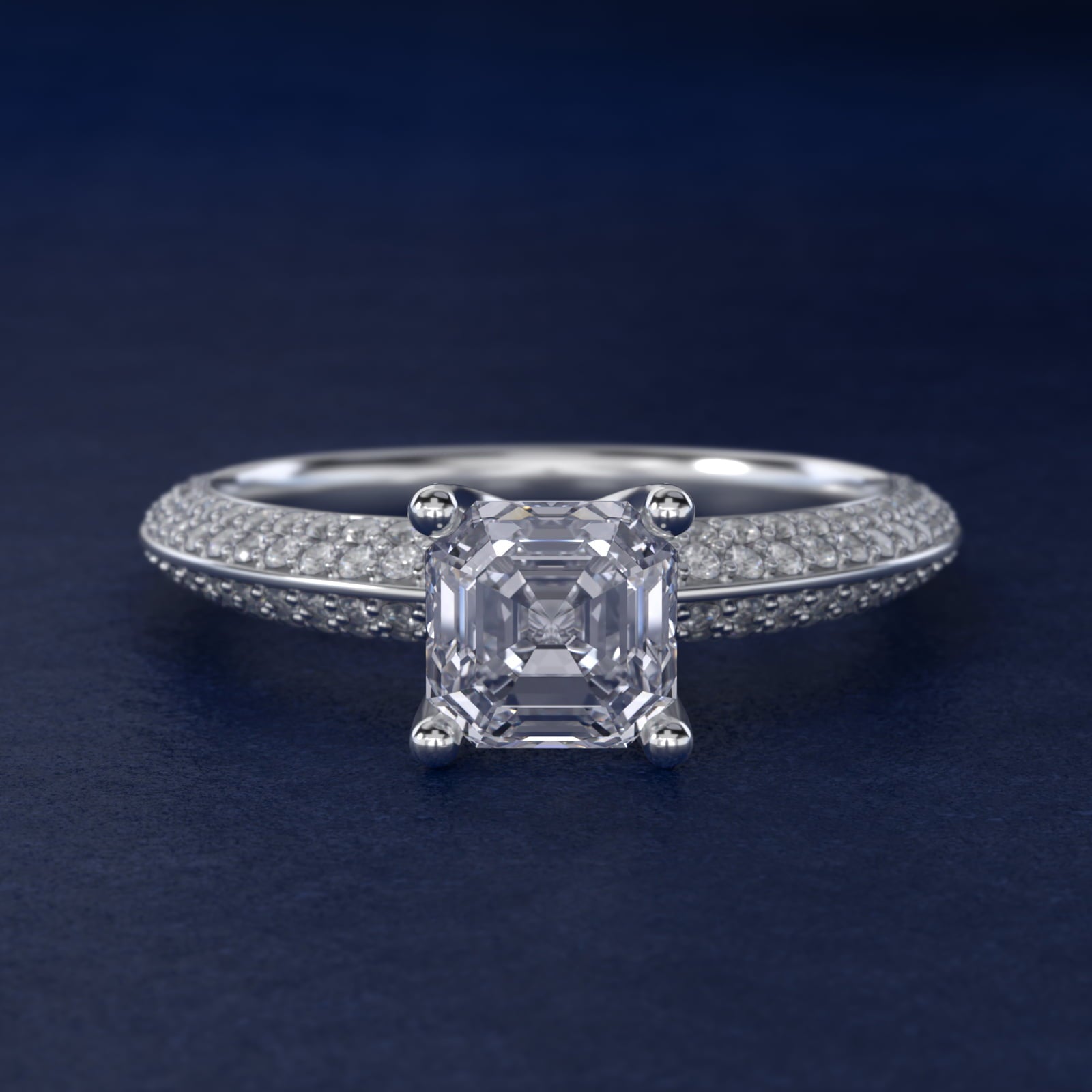 The Gallery Collection™ Knife Edge MicropavŽ Diamond Engagement Ring in 14k White Gold (3/8 ct. tw.) - Asscher Center