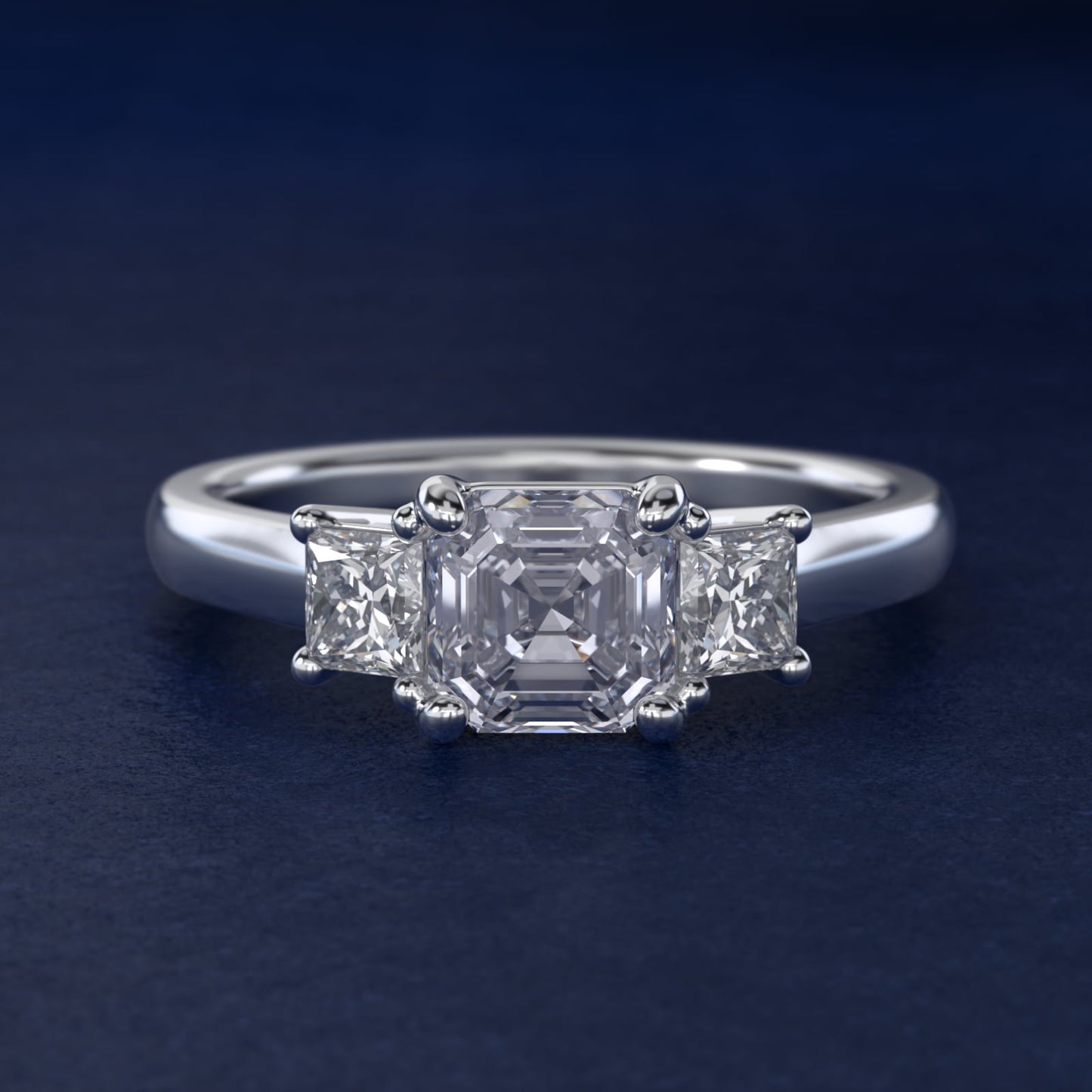 The Gallery Collection™ Princess-Cut Three-Stone Diamond Engagement Ring in 14k White Gold (3/8 ct. tw.) - Asscher Center