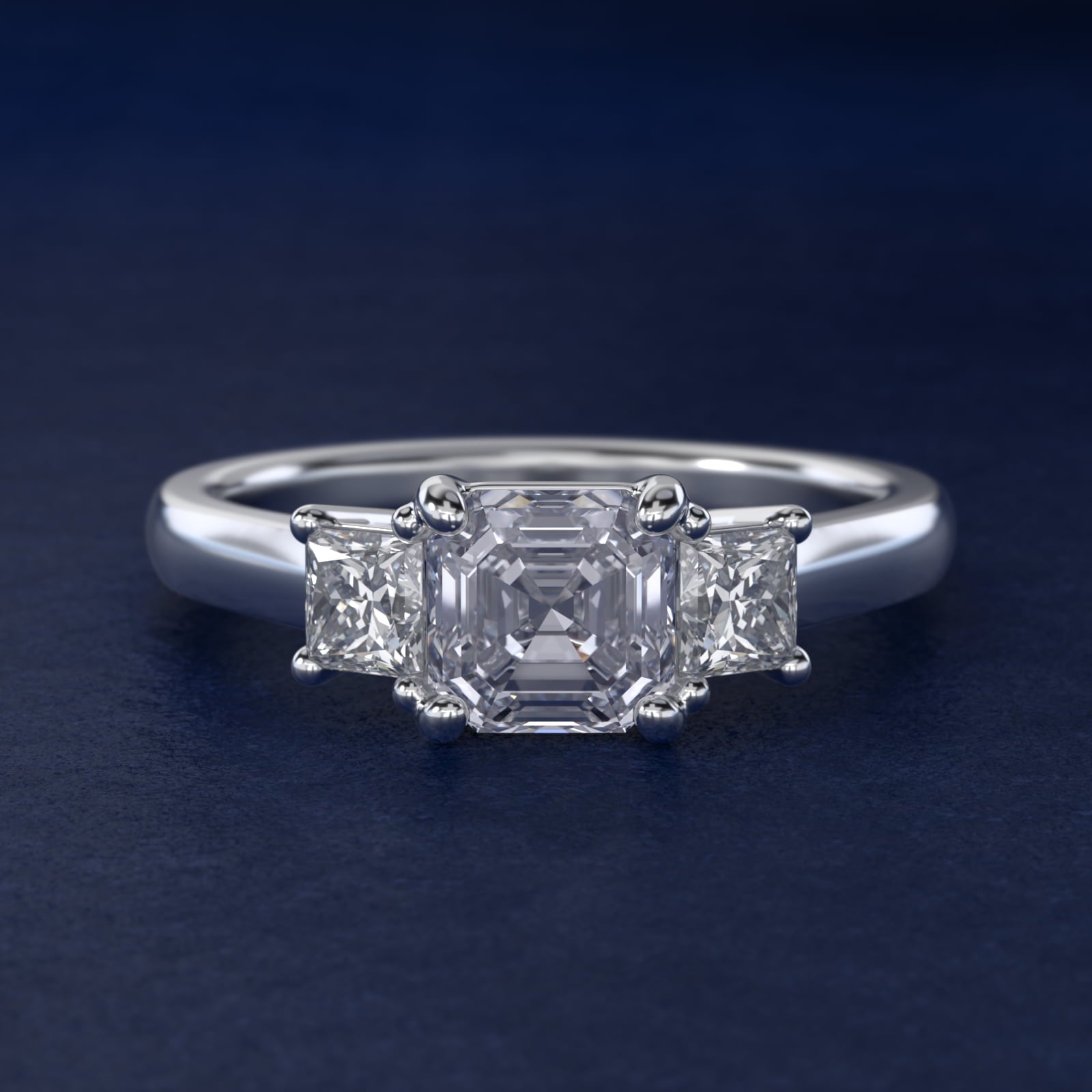 The Gallery Collection™ Princess-Cut Three-Stone Diamond Engagement Ring in 14k White Gold (3/8 ct. tw.) - Asscher Center