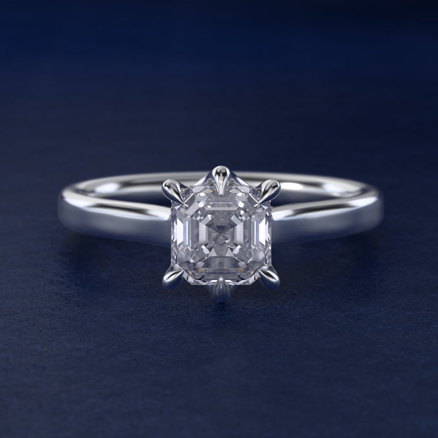 The Gallery Collection Six-Prong Trellis Solitaire Diamond Engagement Ring in 14k White Gold - Asscher Center