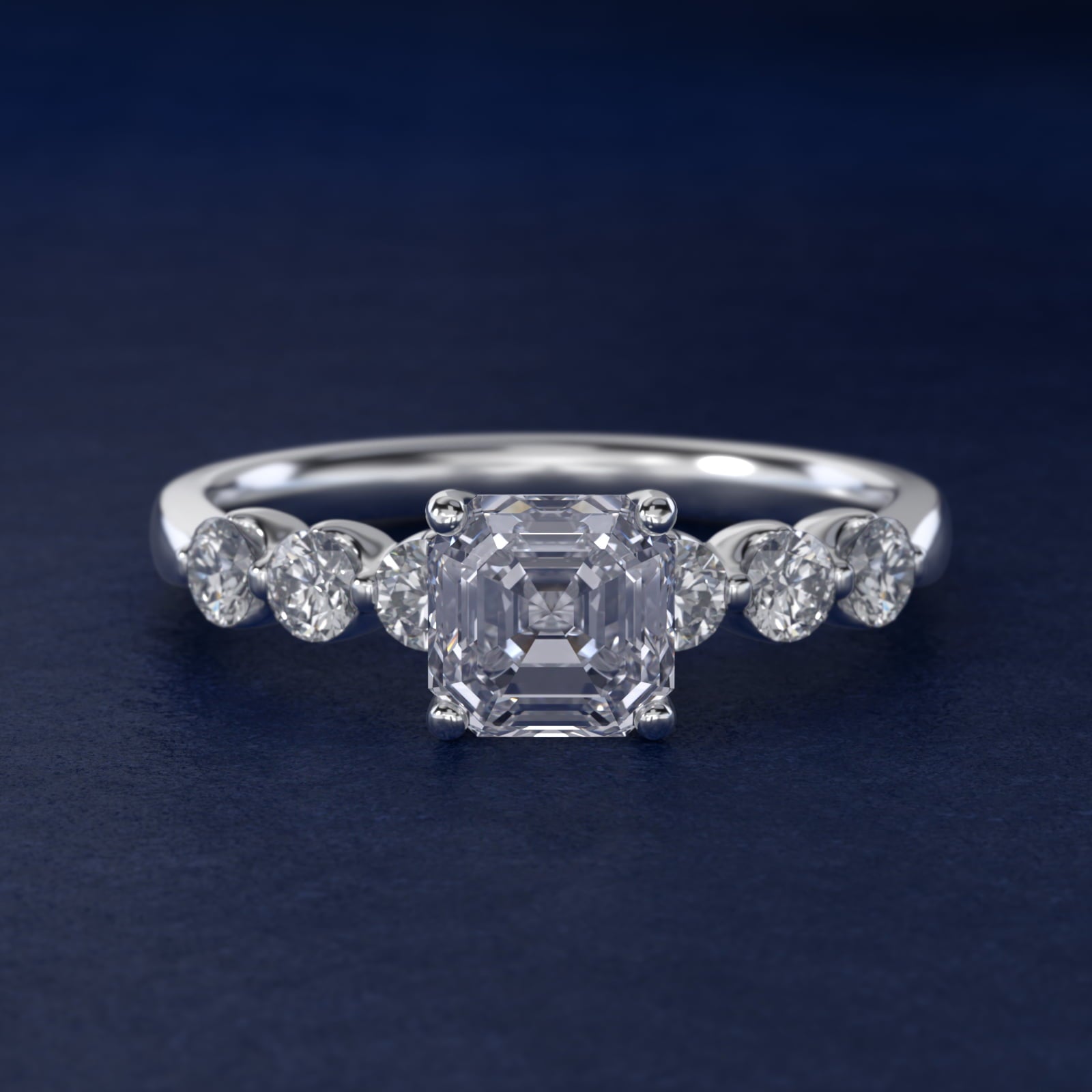 The Gallery Collection™ Floating Diamond Engagement Ring in 14k White Gold (1/3 ct. tw.) - Asscher Center
