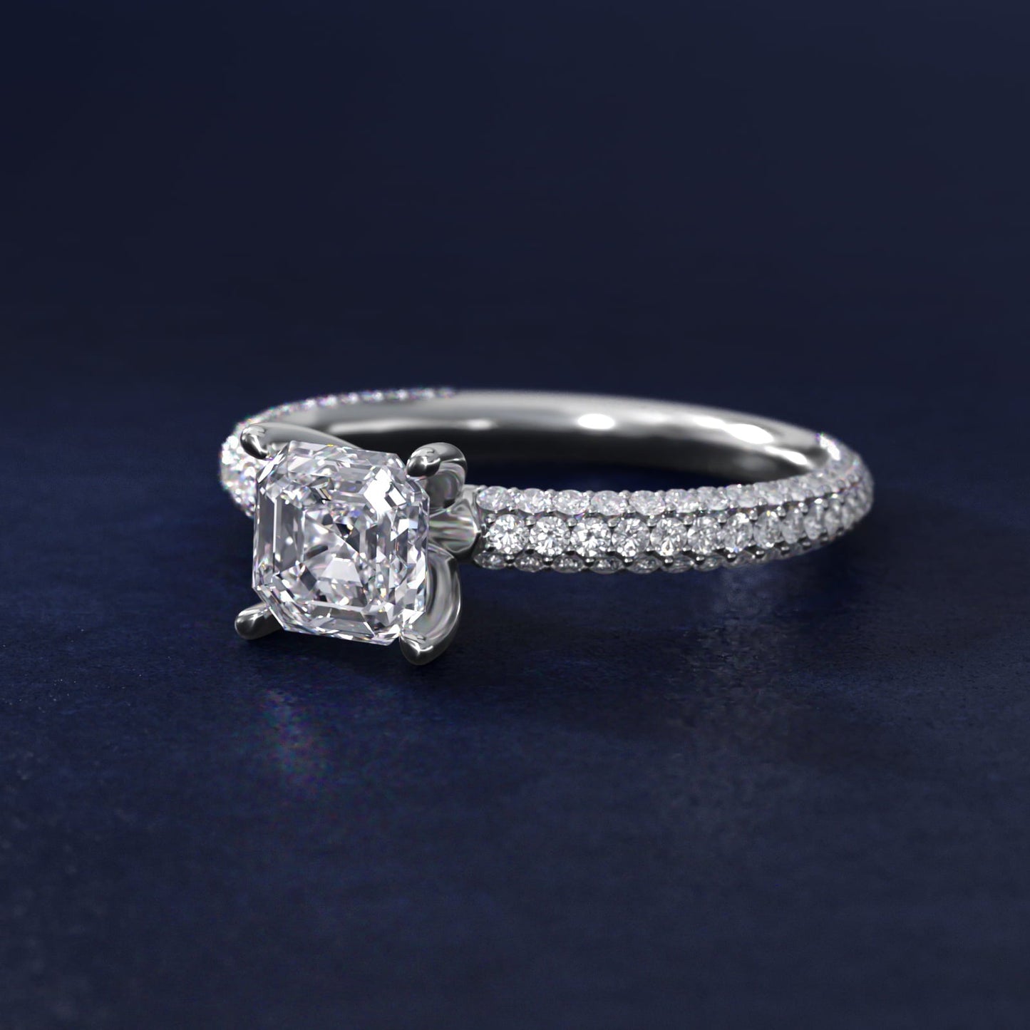 The Gallery Collection? Rolled Micropav? Diamond Engagement Ring in 18k White Gold (3/8 ct. tw.) - Asscher Center