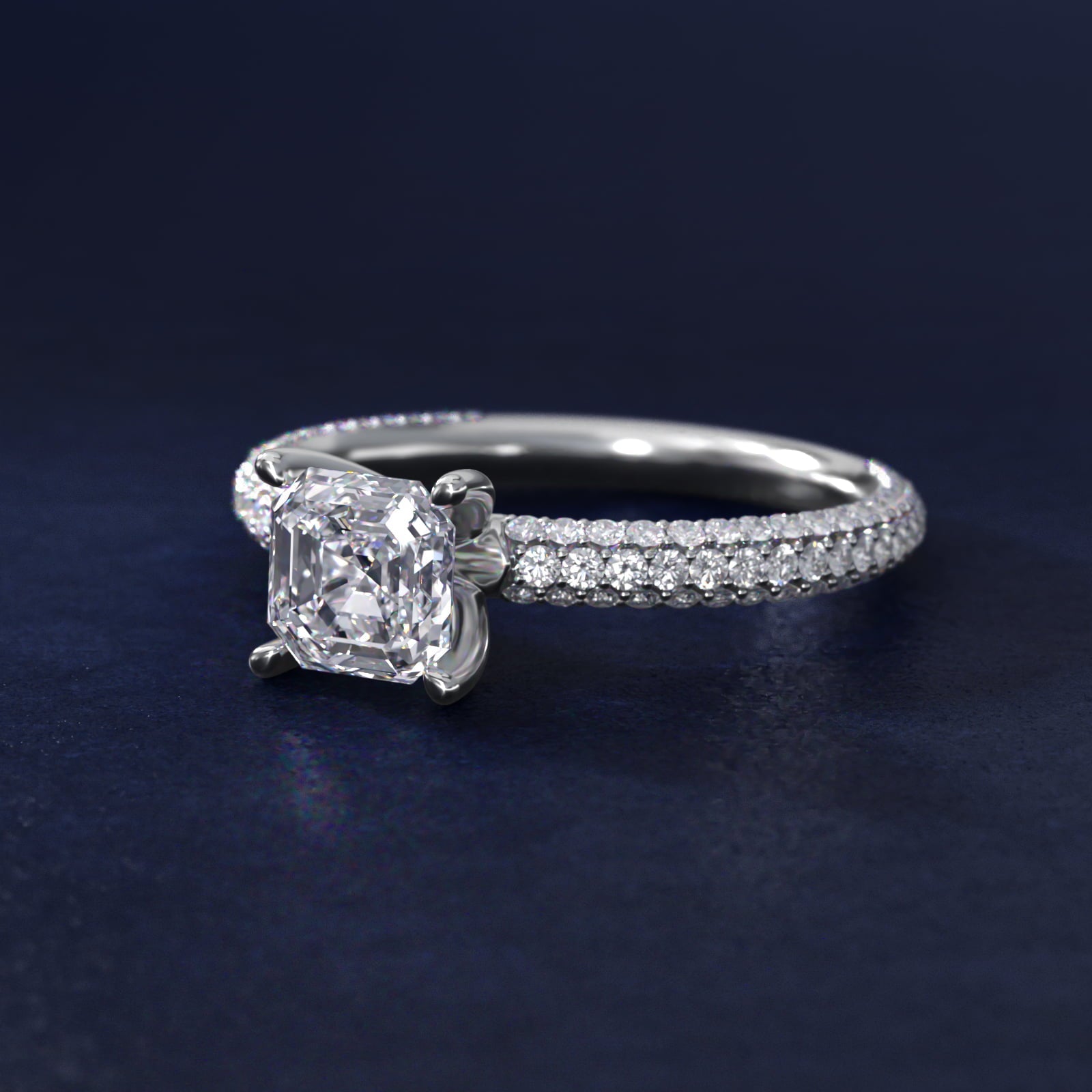 The Gallery Collection? Rolled Micropav? Diamond Engagement Ring in 18k White Gold (3/8 ct. tw.) - Asscher Center