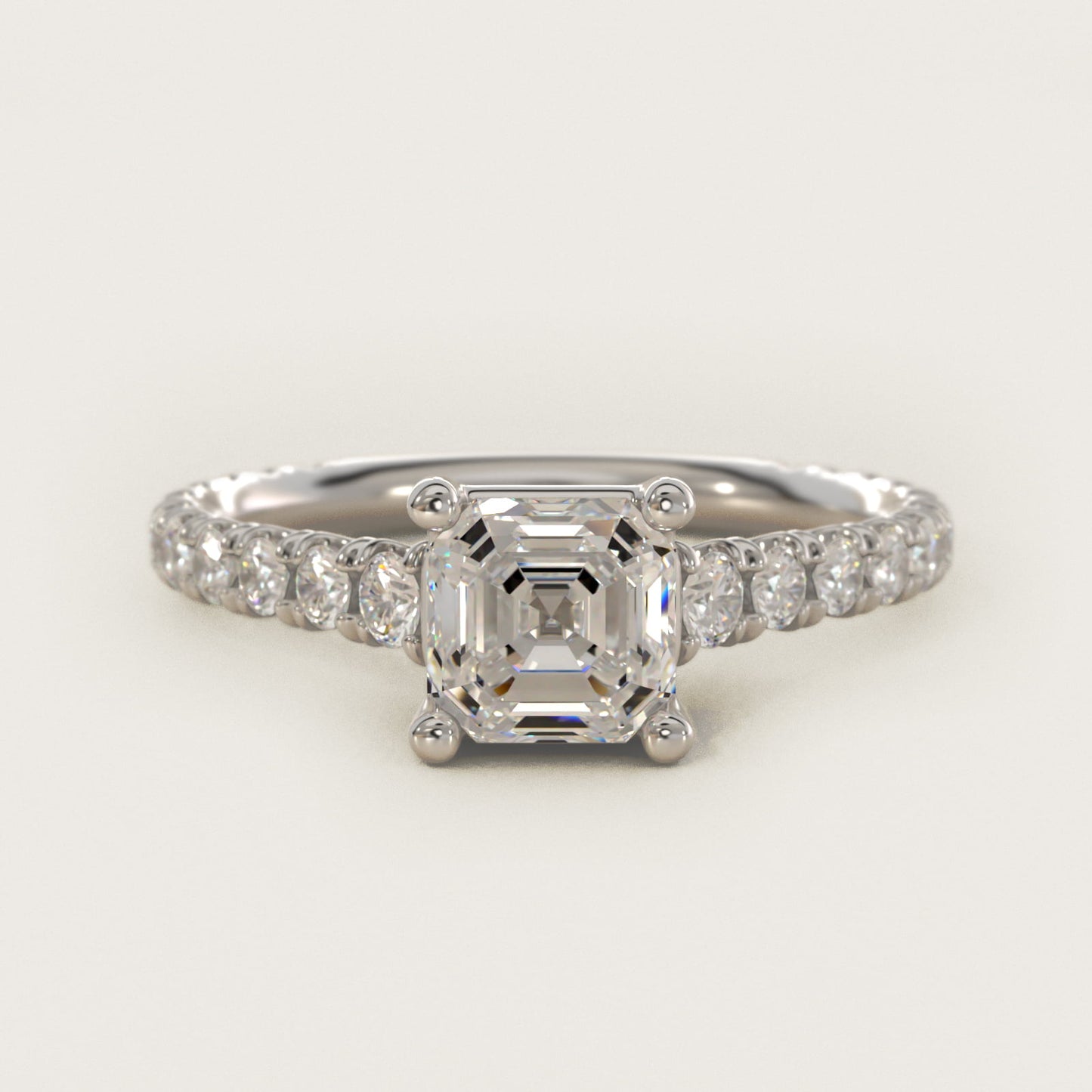 The Gallery Collection™ Cathedral PavŽ Diamond Engagement Ring in 14k White Gold (5/8 ct. tw.) - Asscher Center