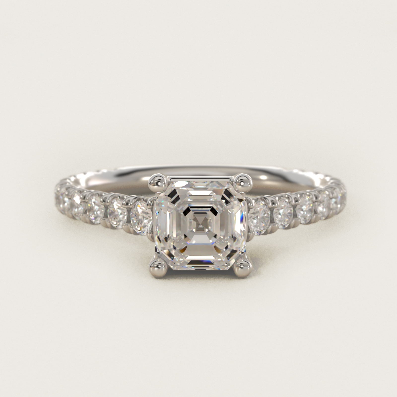 The Gallery Collection™ Cathedral PavŽ Diamond Engagement Ring in 14k White Gold (5/8 ct. tw.) - Asscher Center