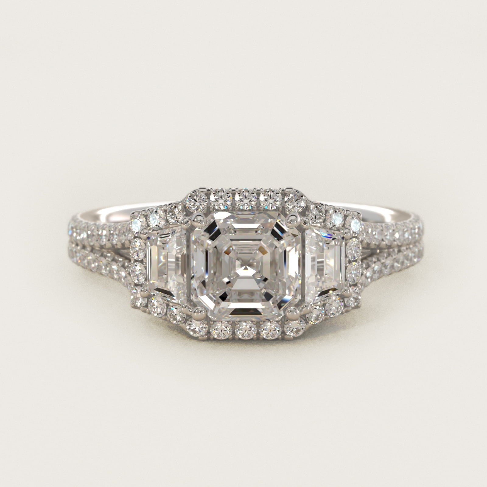 The Gallery Collection? Cathedral Pav? Diamond Engagement Ring in 18k White Gold (5/8 ct. tw.) - Asscher Center
