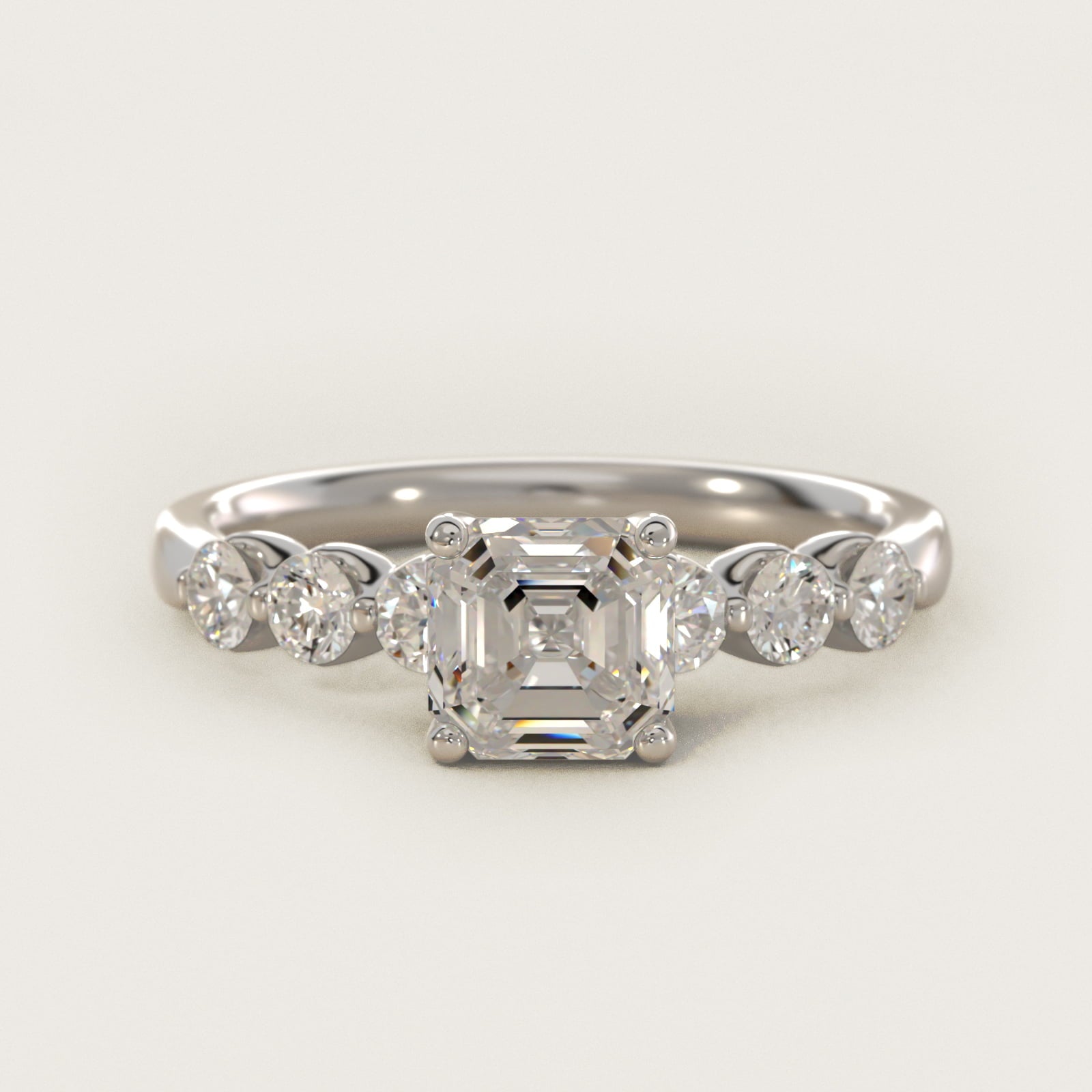 The Gallery Collection™ Floating Diamond Engagement Ring in 14k White Gold (1/3 ct. tw.) - Asscher Center