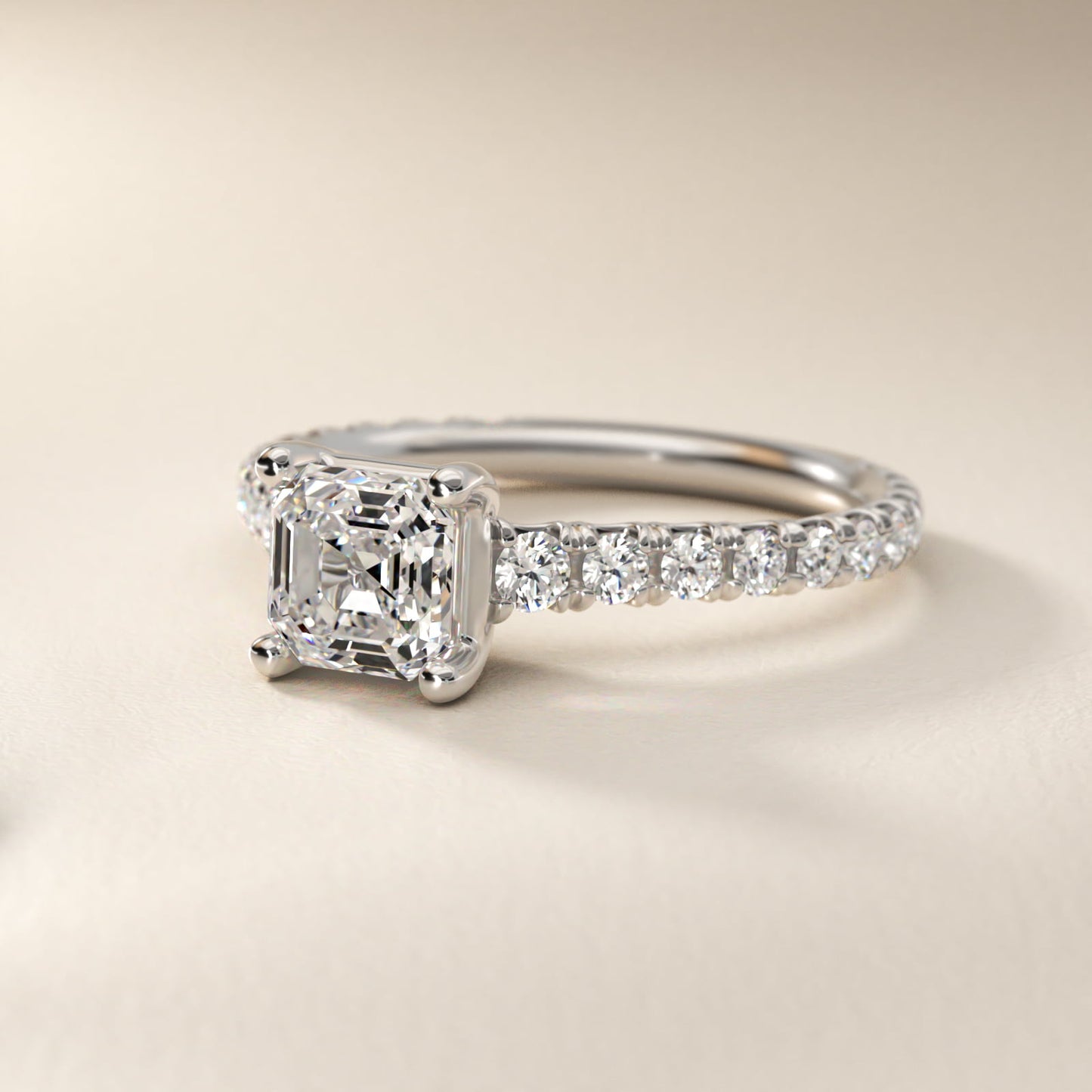 The Gallery Collection™ Cathedral PavŽ Diamond Engagement Ring in 14k White Gold (5/8 ct. tw.) - Asscher Center