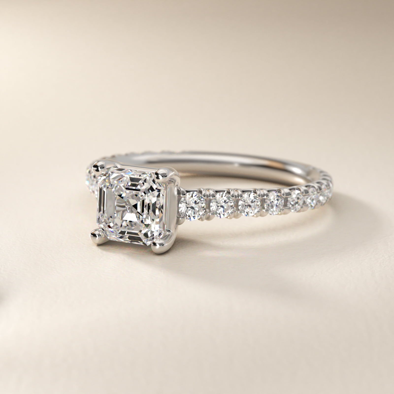 The Gallery Collection™ Cathedral PavŽ Diamond Engagement Ring in 14k White Gold (5/8 ct. tw.) - Asscher Center