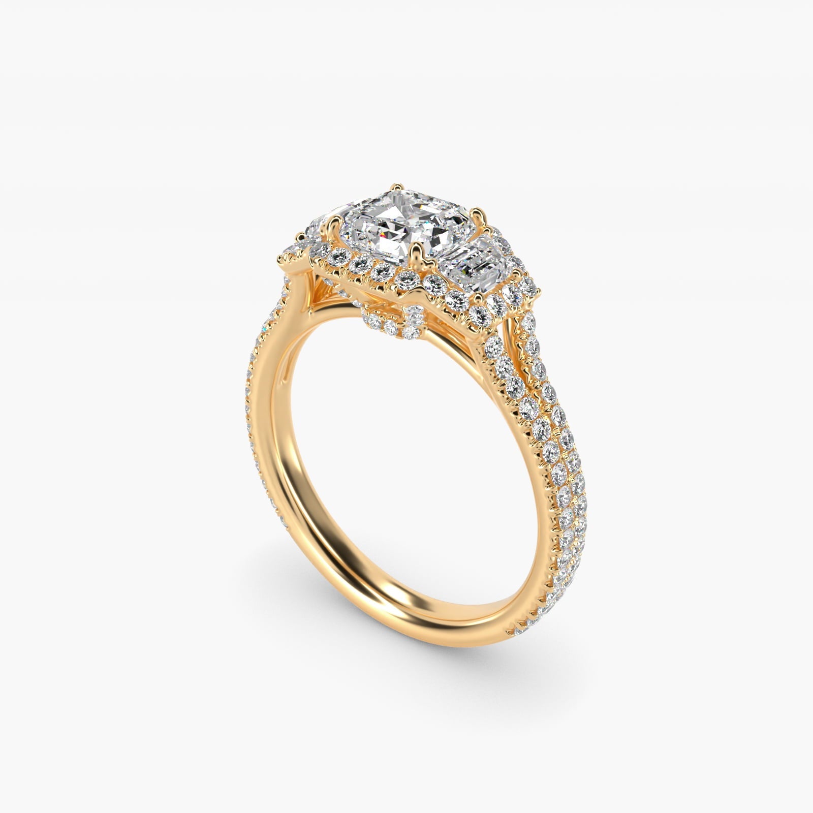 The Gallery Collection? Rolled Micropav? Diamond Engagement Ring in 18k Yellow Gold (3/8 ct. tw.) - Asscher Center
