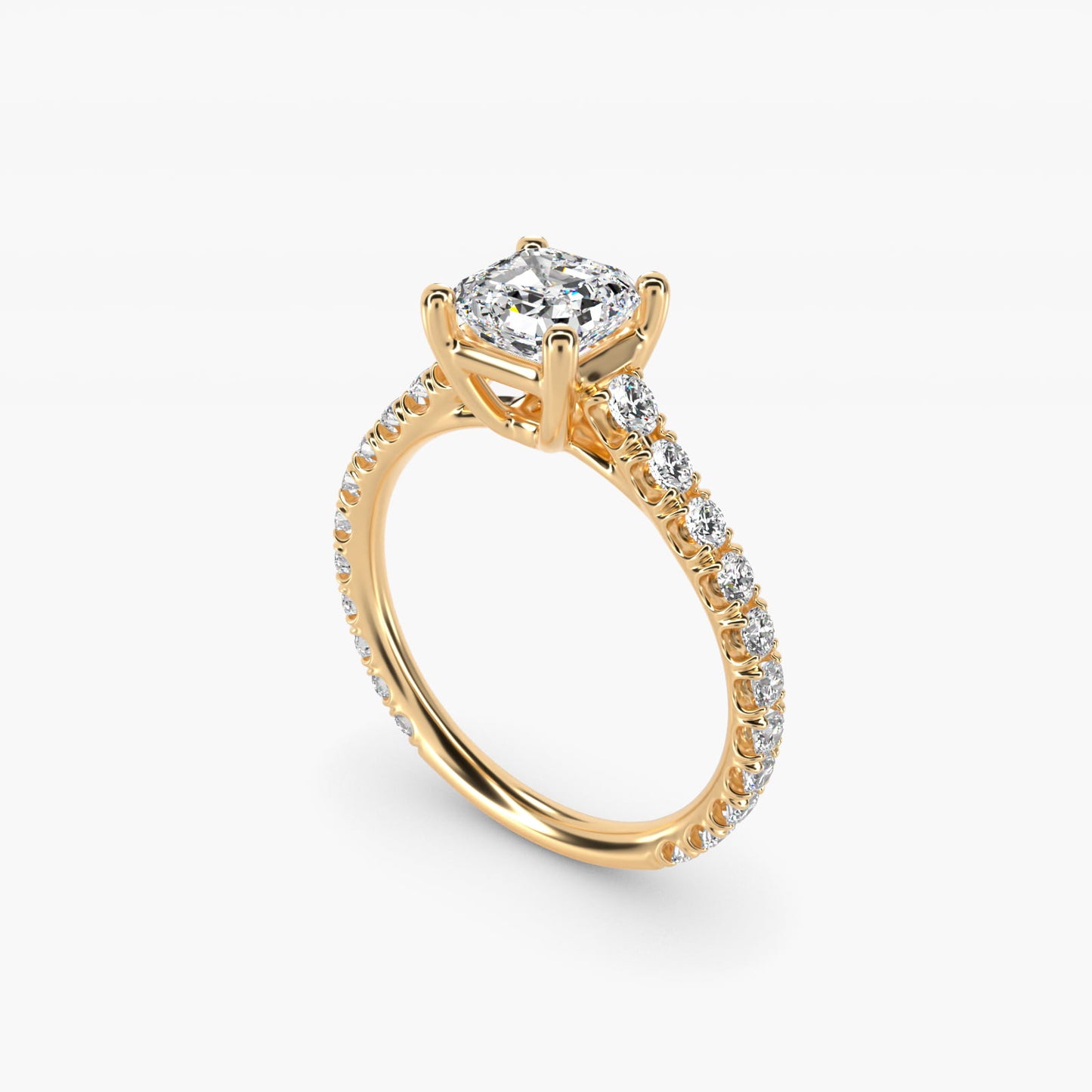 The Gallery Collection™ Cathedral PavŽ Diamond Engagement Ring in 14K Yellow Gold (5/8 ct. tw.) - Asscher Center