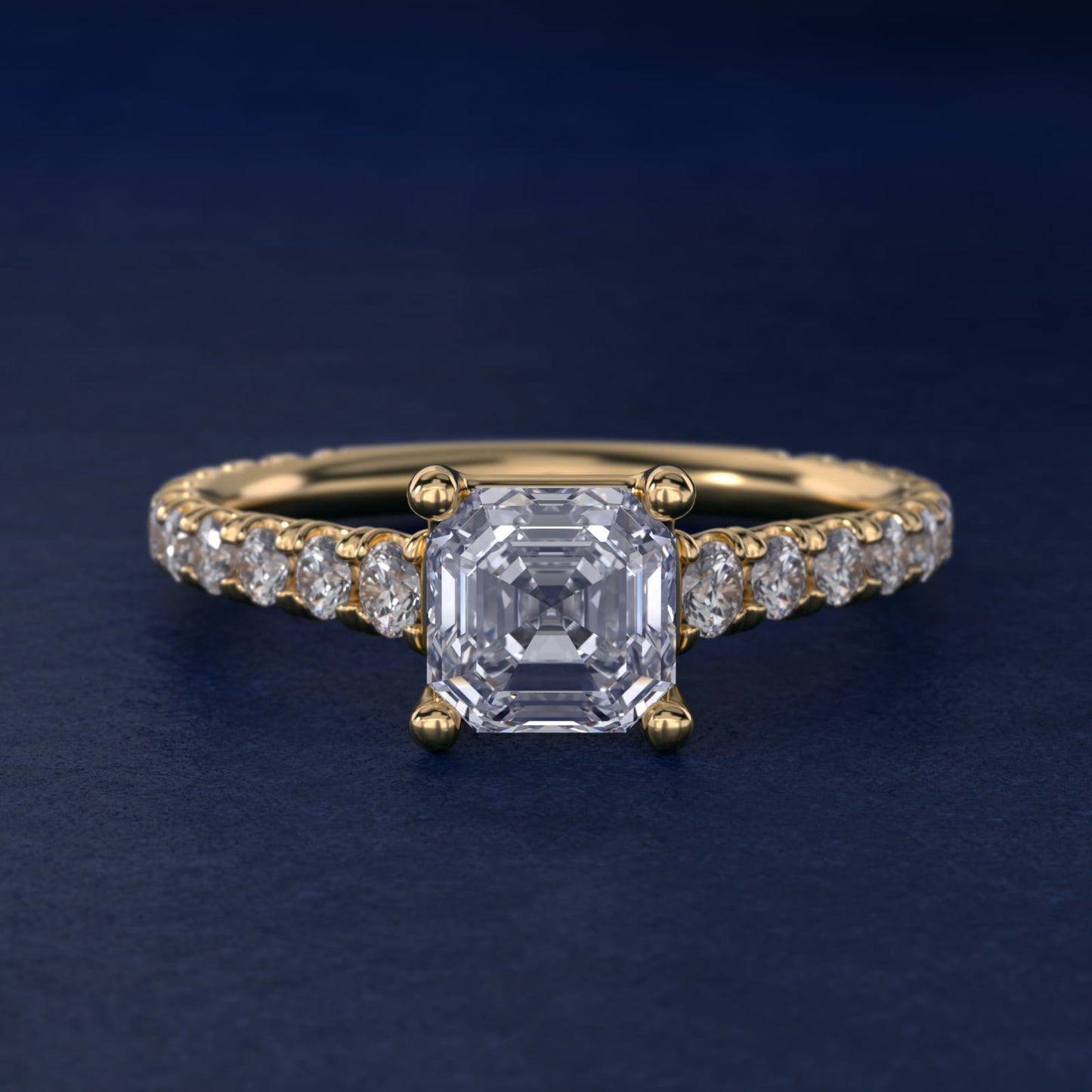 The Gallery Collection™ Cathedral PavŽ Diamond Engagement Ring in 14K Yellow Gold (5/8 ct. tw.) - Asscher Center