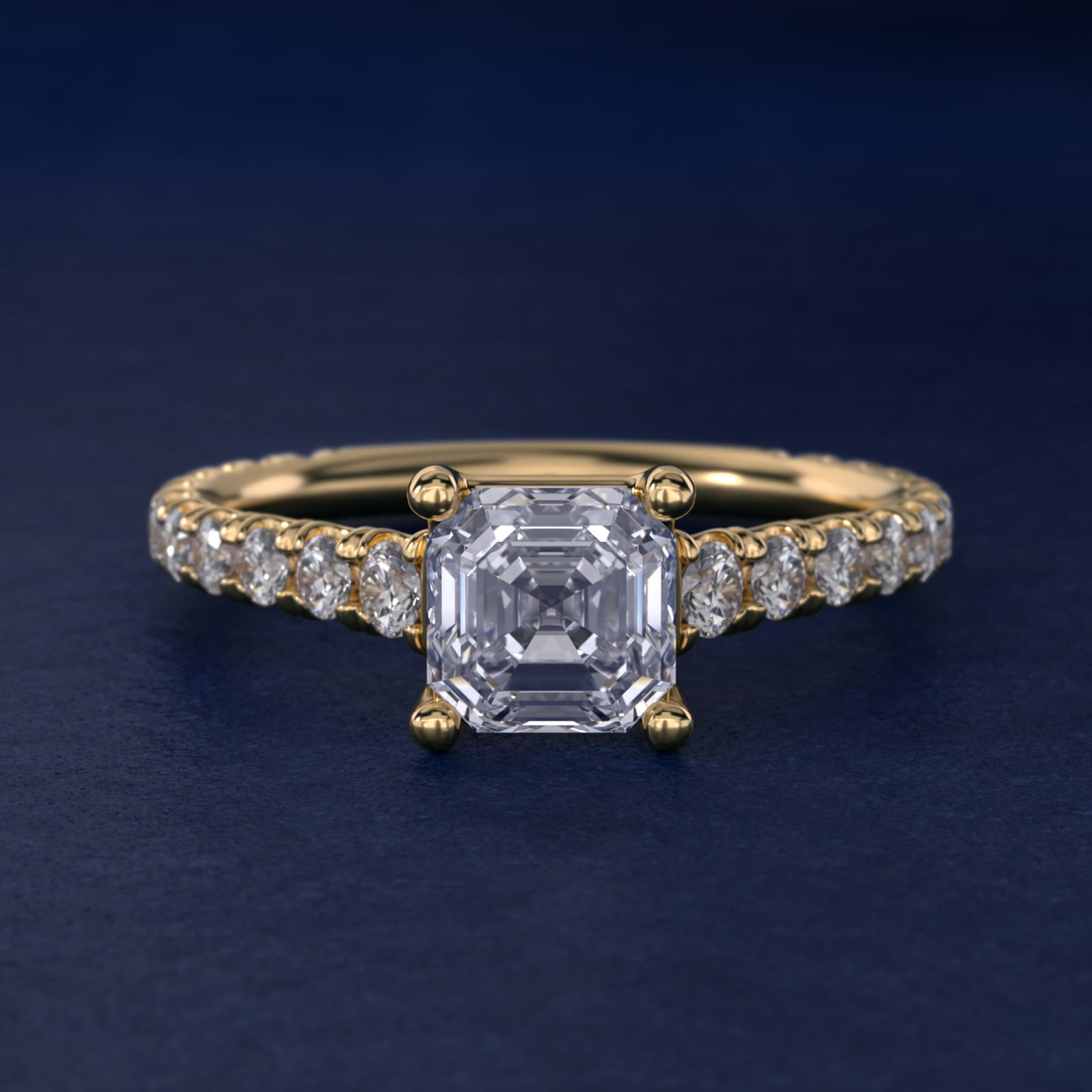 The Gallery Collection™ Cathedral PavŽ Diamond Engagement Ring in 14K Yellow Gold (5/8 ct. tw.) - Asscher Center