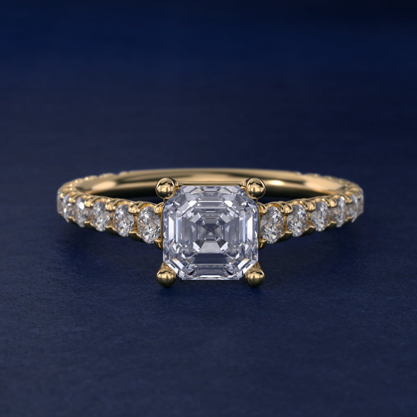 The Gallery Collection? Cathedral Pav? Diamond Engagement Ring in 18k Yellow Gold (5/8 ct. tw.) - Asscher Center