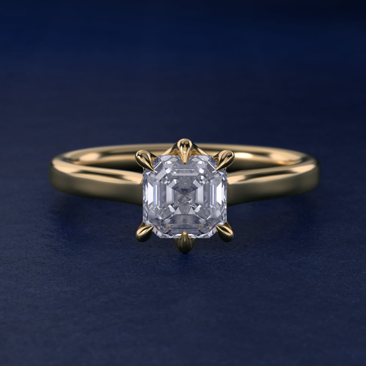 The Gallery Collection Six-Prong Trellis Solitaire Diamond Engagement Ring in 14K Yellow Gold - Asscher Center