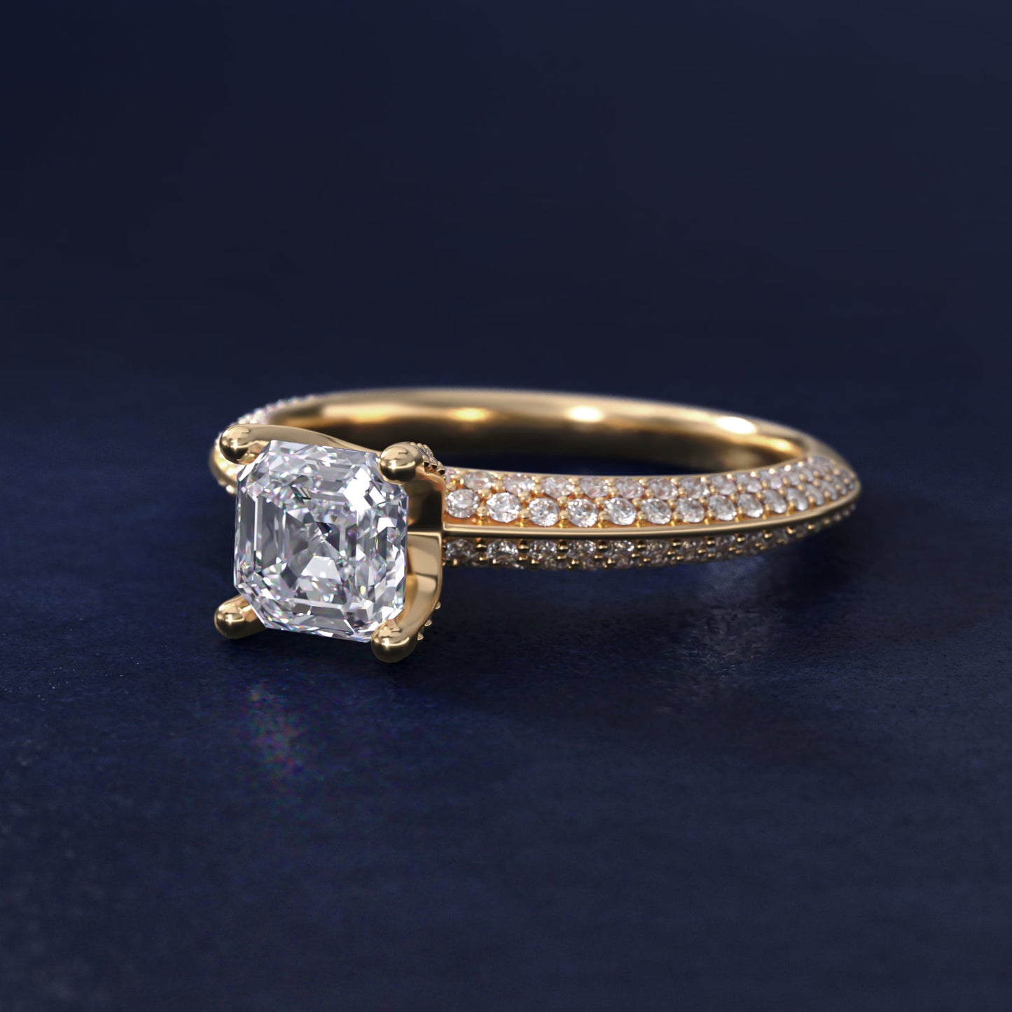 The Gallery Collection™ Knife Edge MicropavŽ Diamond Engagement Ring in 14K Yellow Gold (3/8 ct. tw.) - Asscher Center
