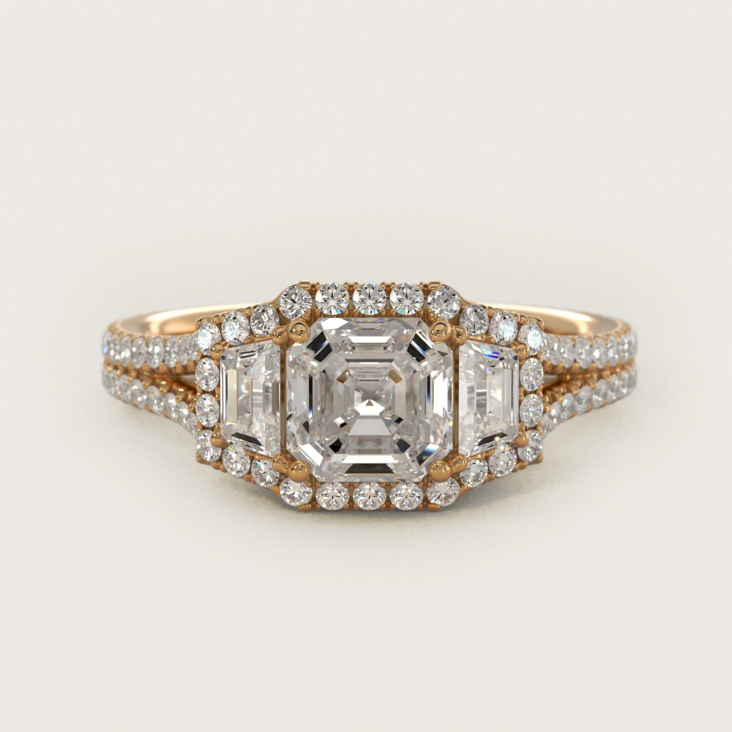 The Gallery Collection? Rolled Micropav? Diamond Engagement Ring in 18k Yellow Gold (3/8 ct. tw.) - Asscher Center