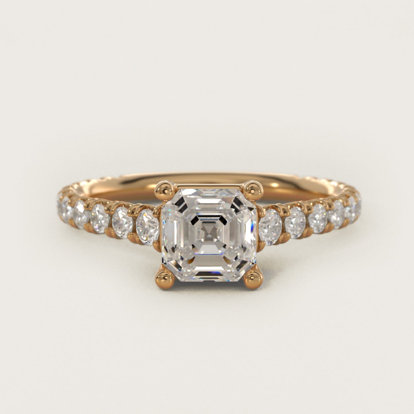 The Gallery Collection™ Cathedral PavŽ Diamond Engagement Ring in 14K Yellow Gold (5/8 ct. tw.) - Asscher Center