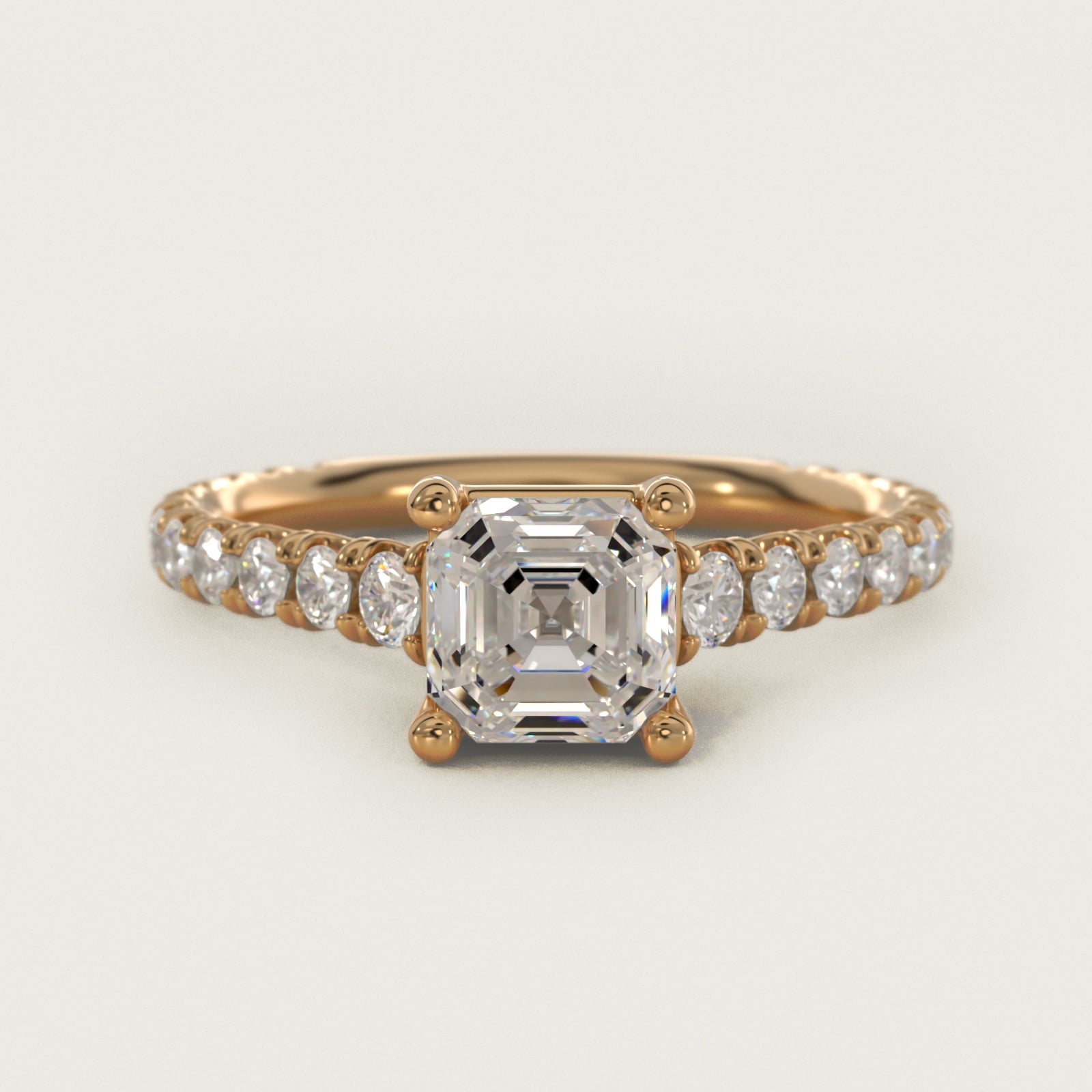 The Gallery Collection™ Cathedral PavŽ Diamond Engagement Ring in 14K Yellow Gold (5/8 ct. tw.) - Asscher Center