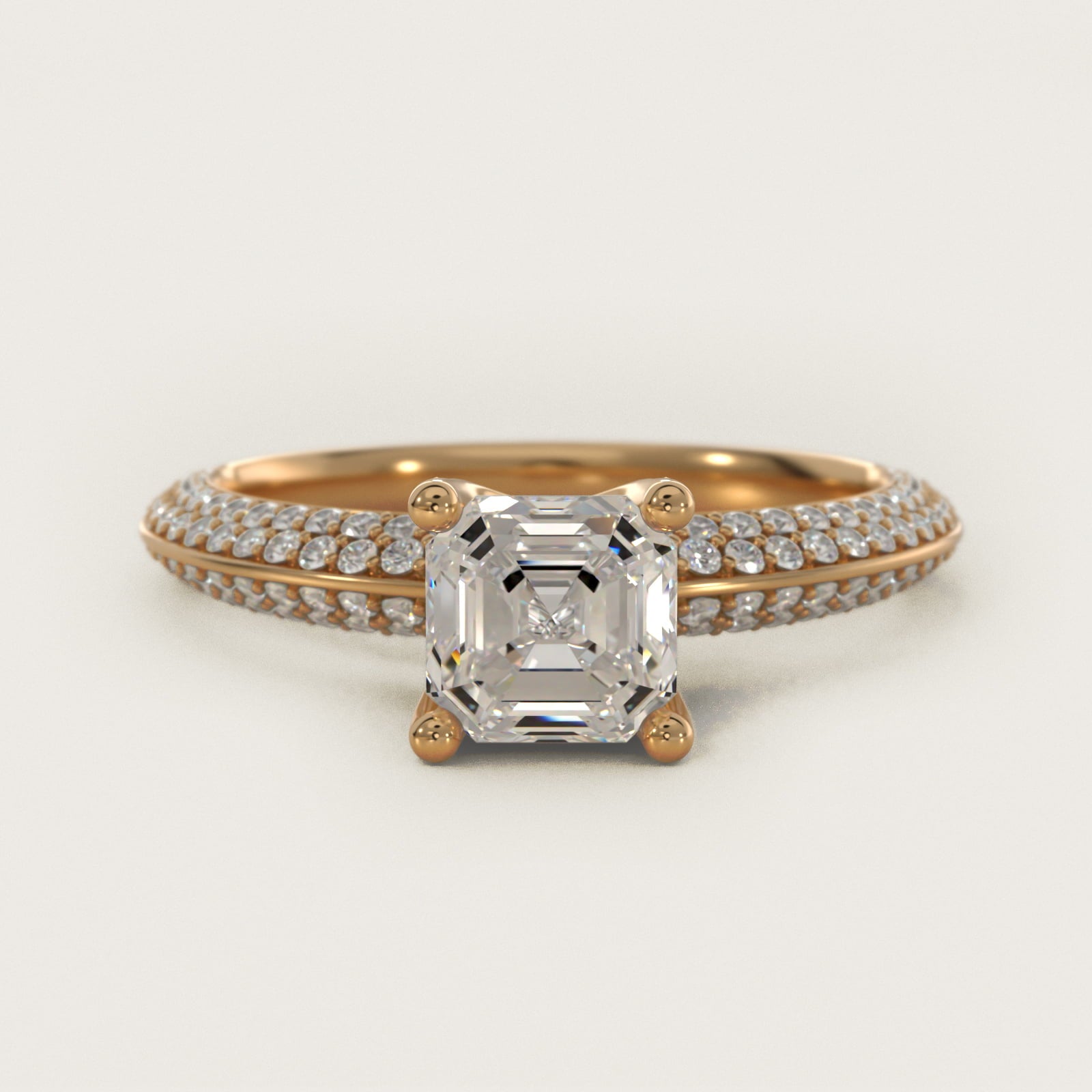 The Gallery Collection™ Knife Edge MicropavŽ Diamond Engagement Ring in 18k Yellow Gold (3/8 ct. tw.) - Asscher Center