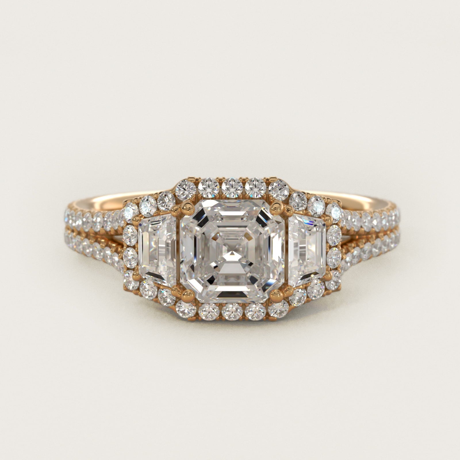 The Gallery Collection? Cathedral Pav? Diamond Engagement Ring in 18k Yellow Gold (5/8 ct. tw.) - Asscher Center