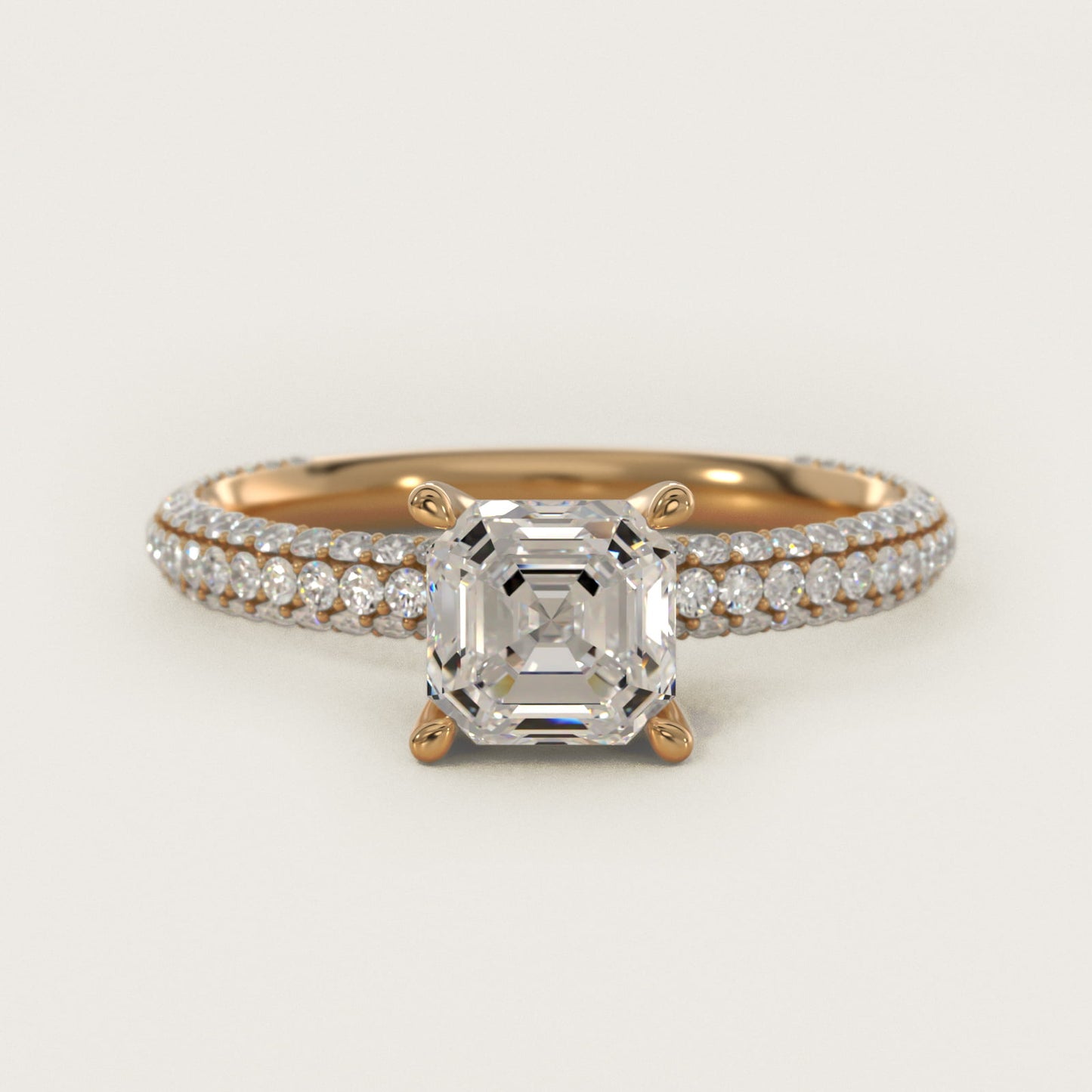 The Gallery Collection™ Rolled MicropavŽ Diamond Engagement Ring in 14K Yellow Gold (3/8 ct. tw.) - Asscher Center