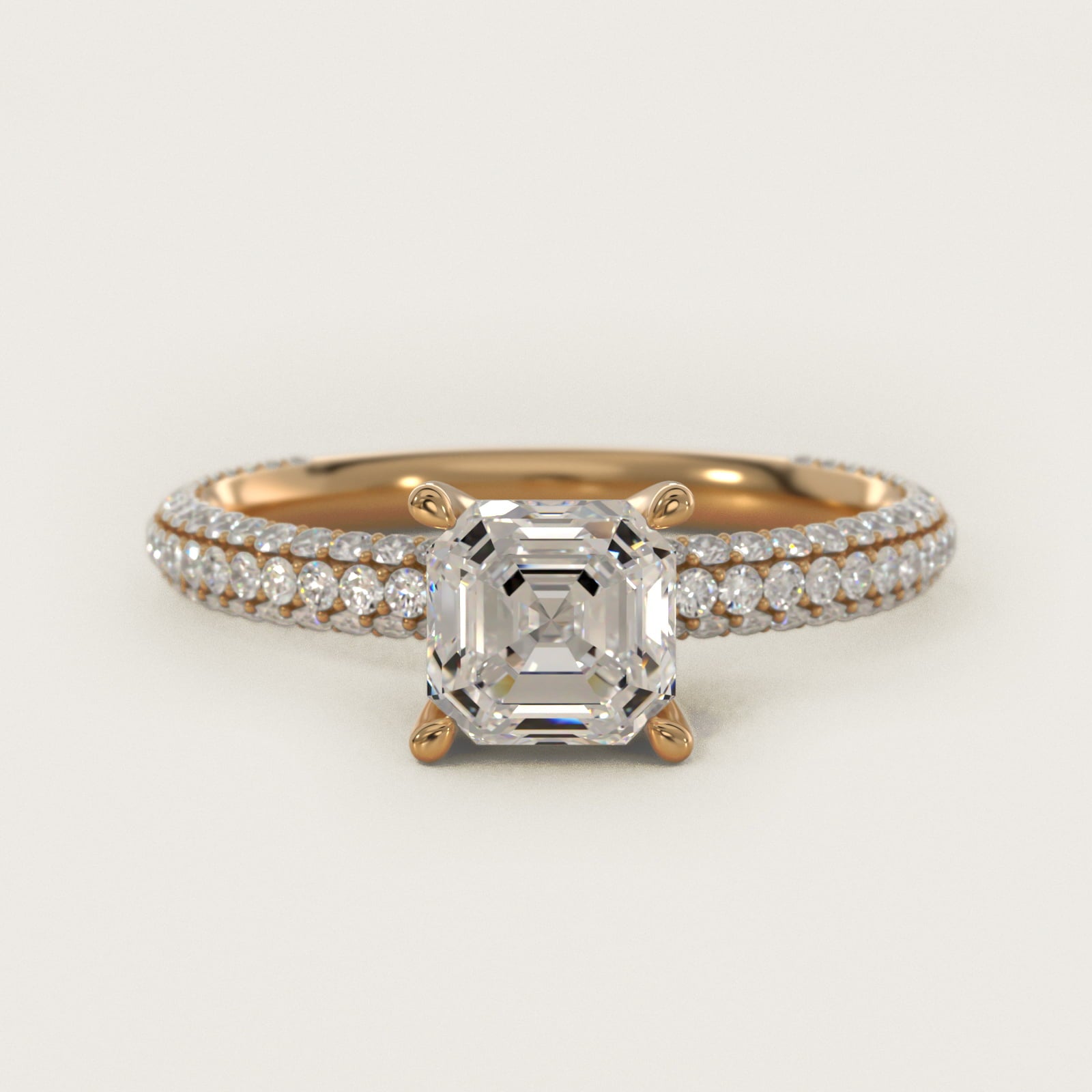 The Gallery Collection™ Rolled MicropavŽ Diamond Engagement Ring in 14K Yellow Gold (3/8 ct. tw.) - Asscher Center