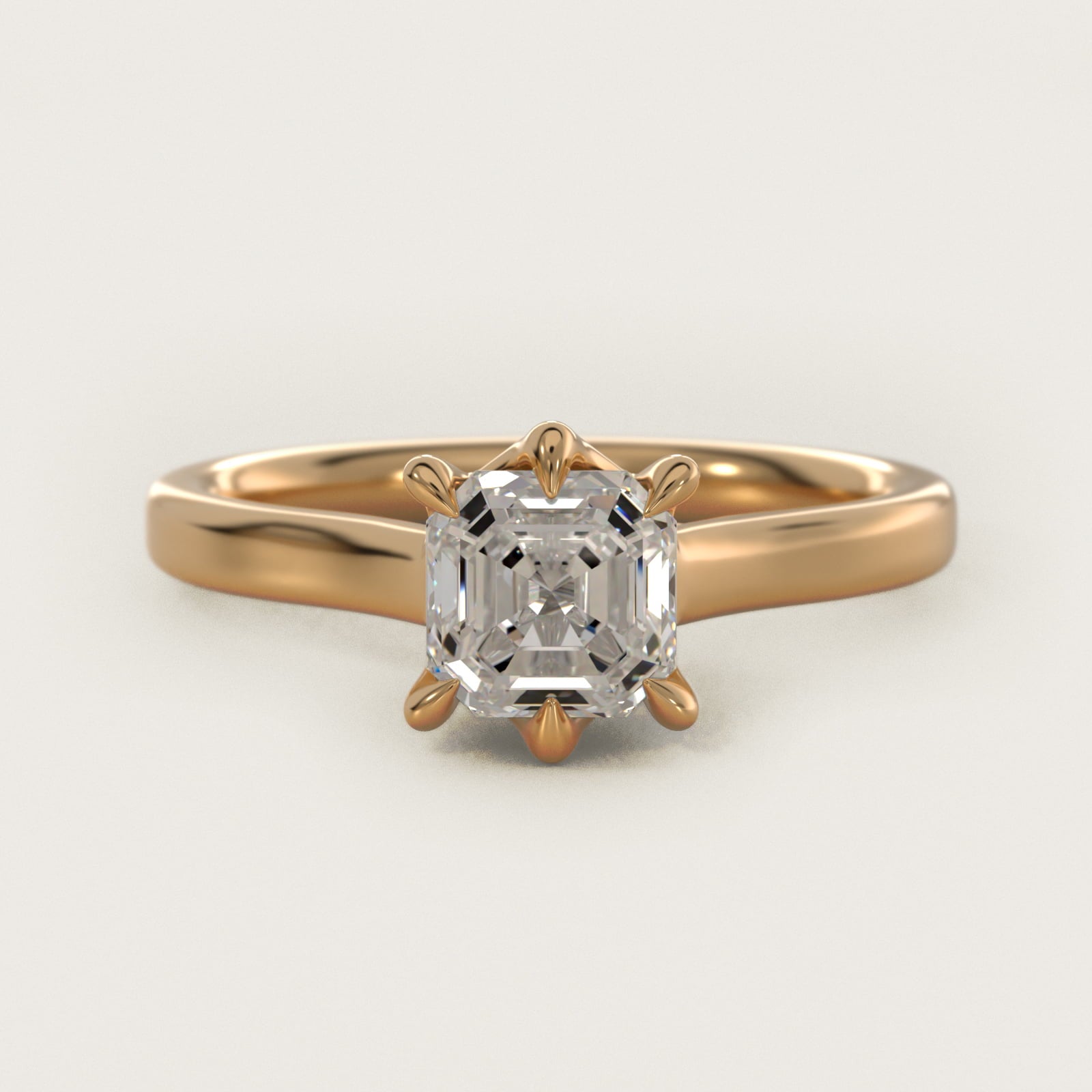 The Gallery Collection Six-Prong Trellis Solitaire Diamond Engagement Ring in 14K Yellow Gold - Asscher Center