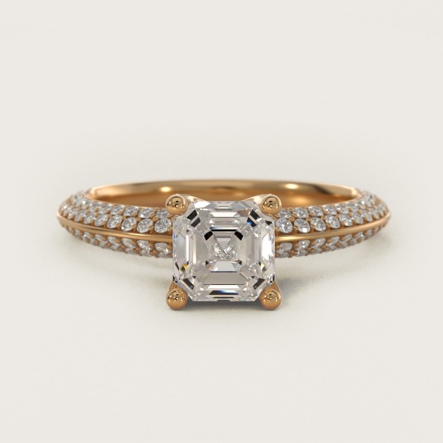 The Gallery Collection™ Knife Edge MicropavŽ Diamond Engagement Ring in 14K Yellow Gold (3/8 ct. tw.) - Asscher Center