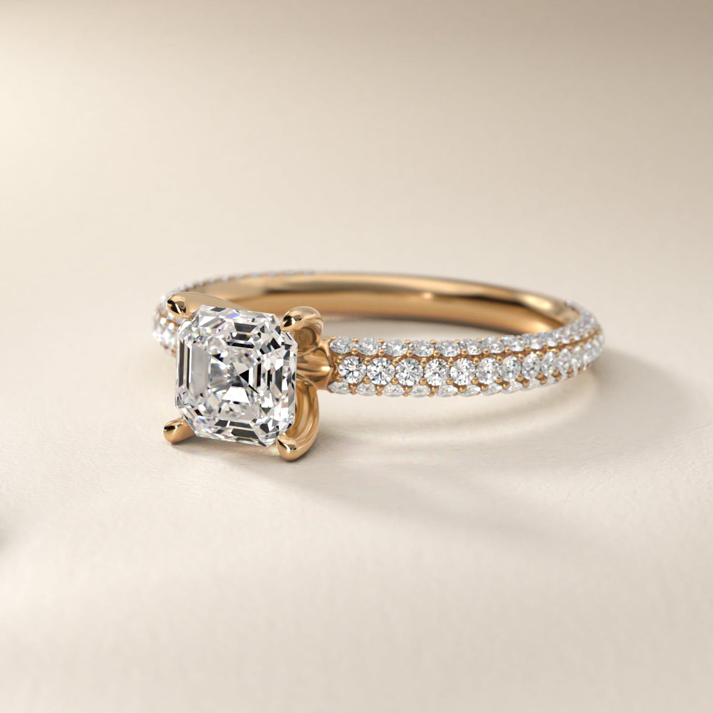 The Gallery Collection™ Rolled MicropavŽ Diamond Engagement Ring in 14K Yellow Gold (3/8 ct. tw.) - Asscher Center
