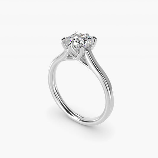 The Gallery Collection Six-Prong Trellis Solitaire Diamond Engagement Ring in Platinum - Asscher Center