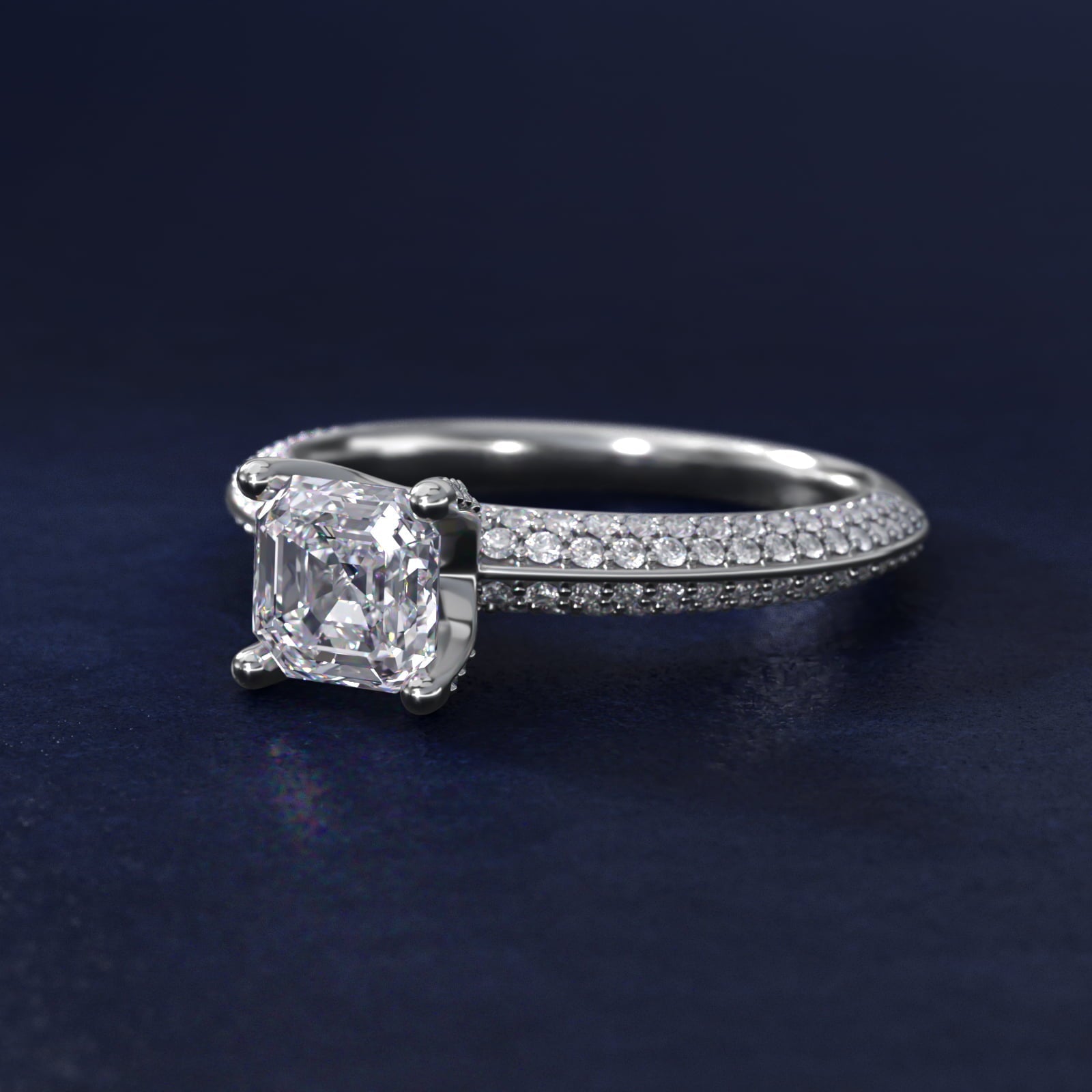 The Gallery Collection? Rolled Micropav? Diamond Engagement Ring in Platinum (3/8 ct. tw.) - Asscher Center
