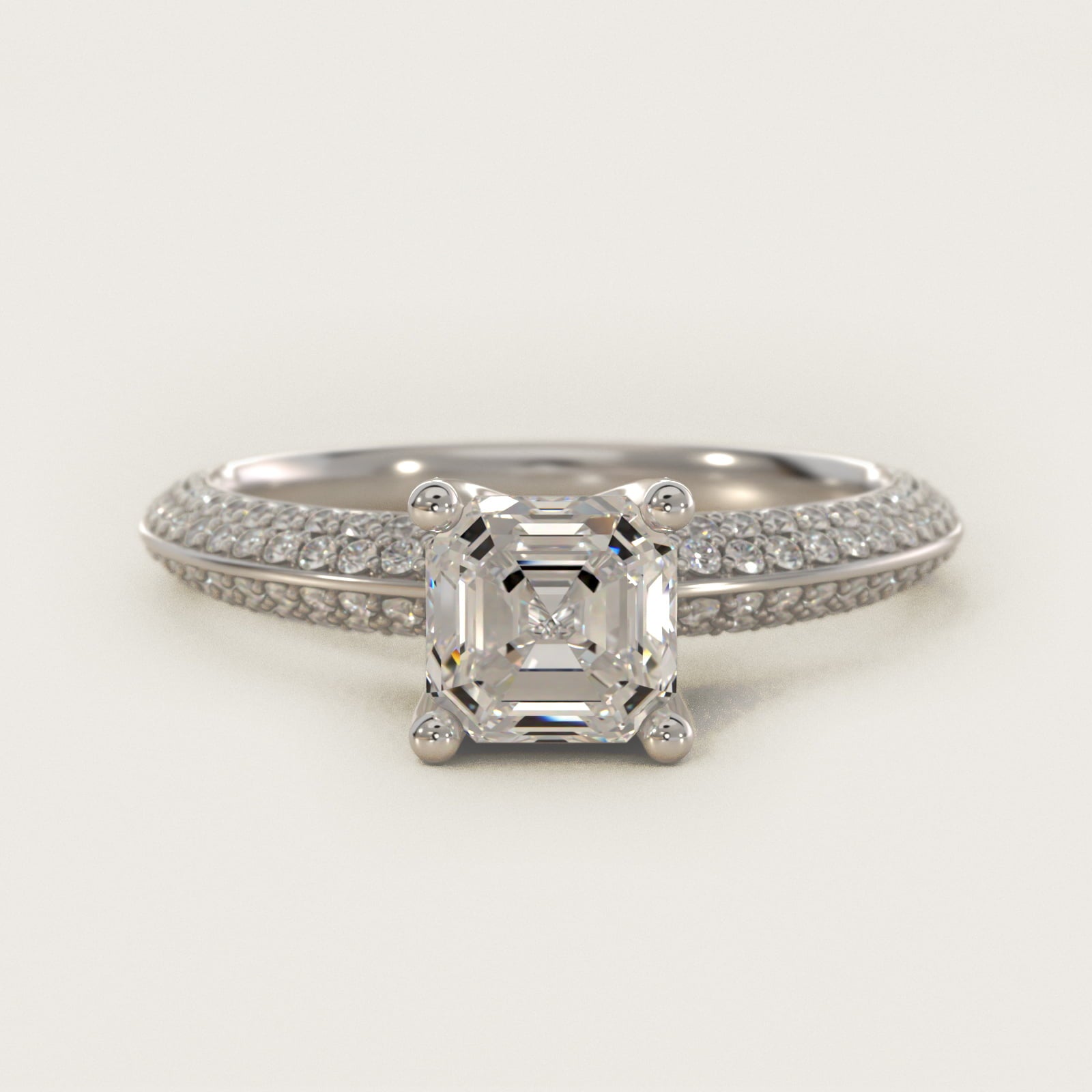 The Gallery Collection™ Knife Edge MicropavŽ Diamond Engagement Ring in Platinum (3/8 ct. tw.) - Asscher Center