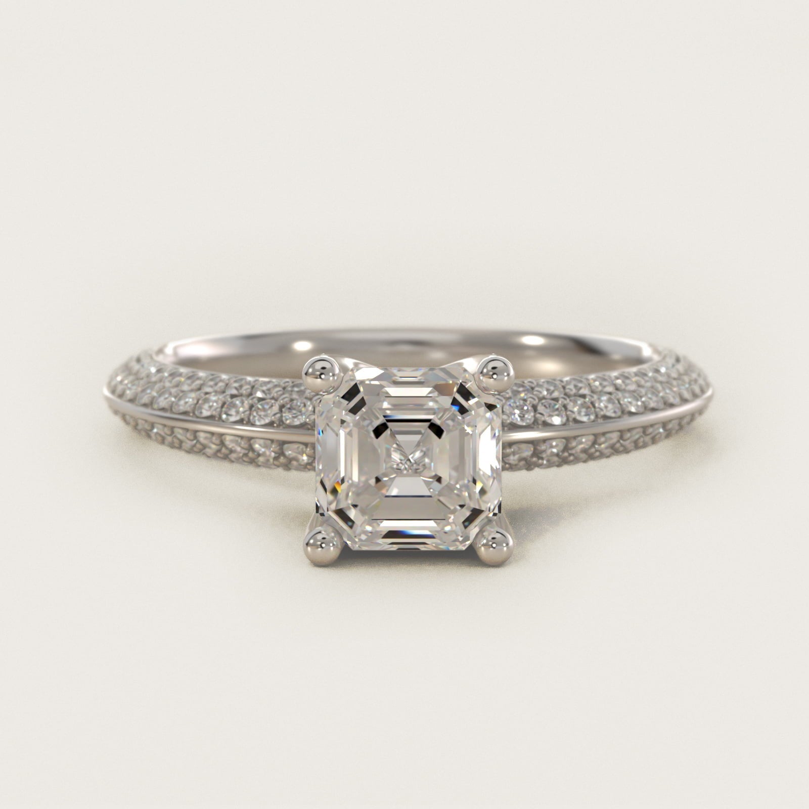 The Gallery Collection? Rolled Micropav? Diamond Engagement Ring in Platinum (3/8 ct. tw.) - Asscher Center