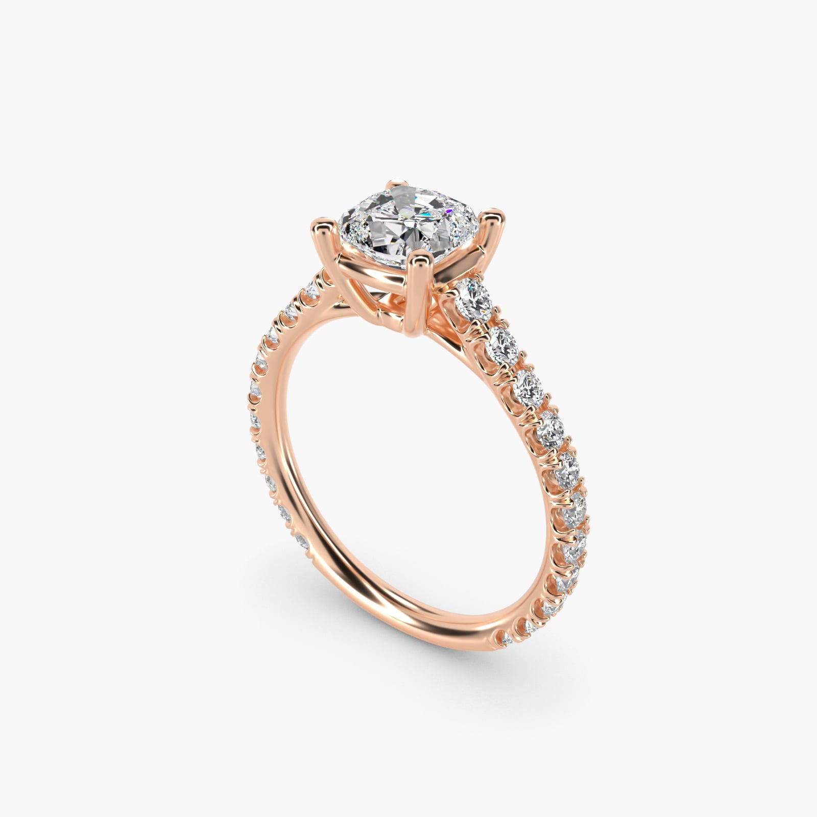 The Gallery Collection™ Cathedral PavŽ Diamond Engagement Ring in 14k Rose Gold (5/8 ct. tw.) - Cushion Center