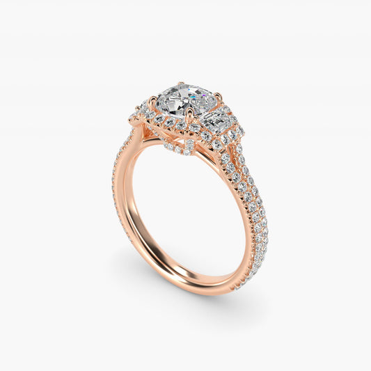 The Gallery Collection? Cathedral Pav? Diamond Engagement Ring in 18k Rose Gold (5/8 ct. tw.) - Cushion Center
