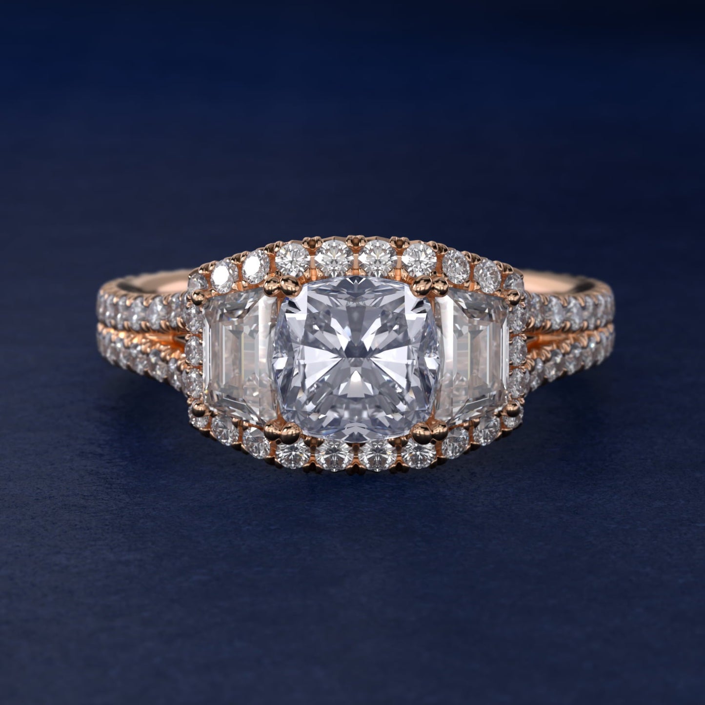 The Gallery Collection? Floating Diamond Engagement Ring in 18k Rose Gold (1/3 ct. tw.) - Cushion Center